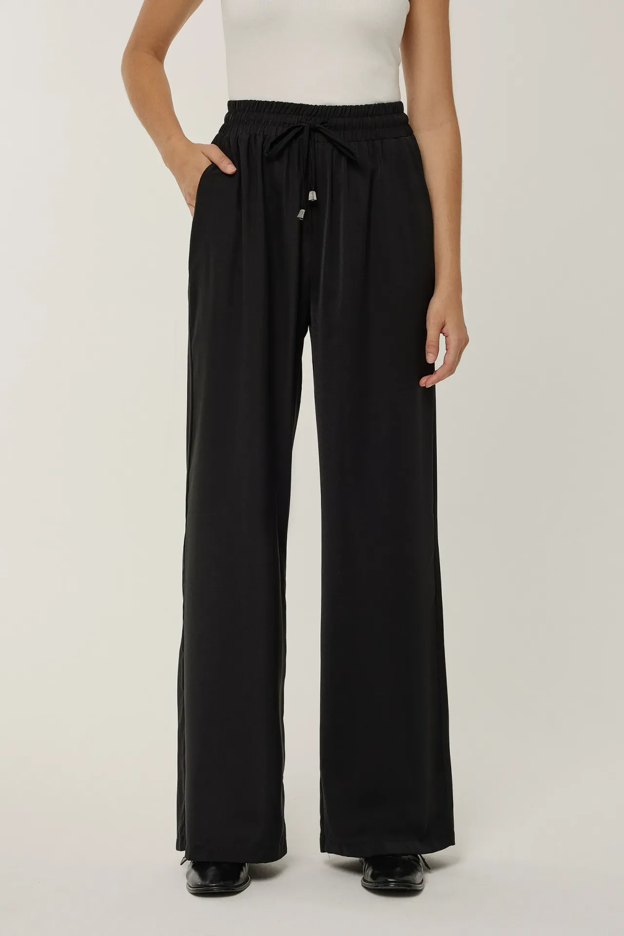 Elastic Waist Wide Leg Pants