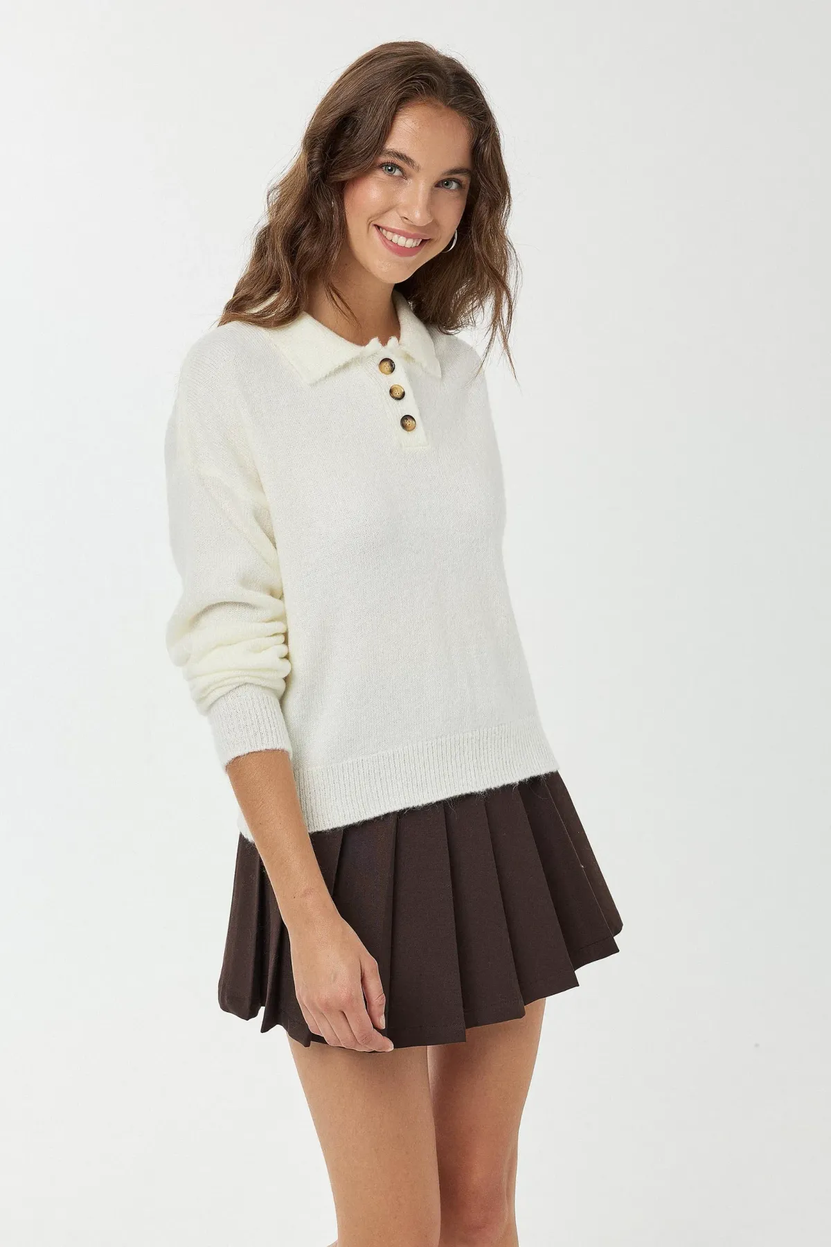 Button Collar Knit Sweater 4