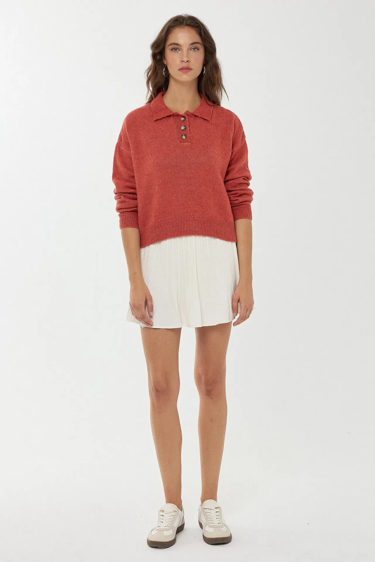 Button Collar Knit Sweater