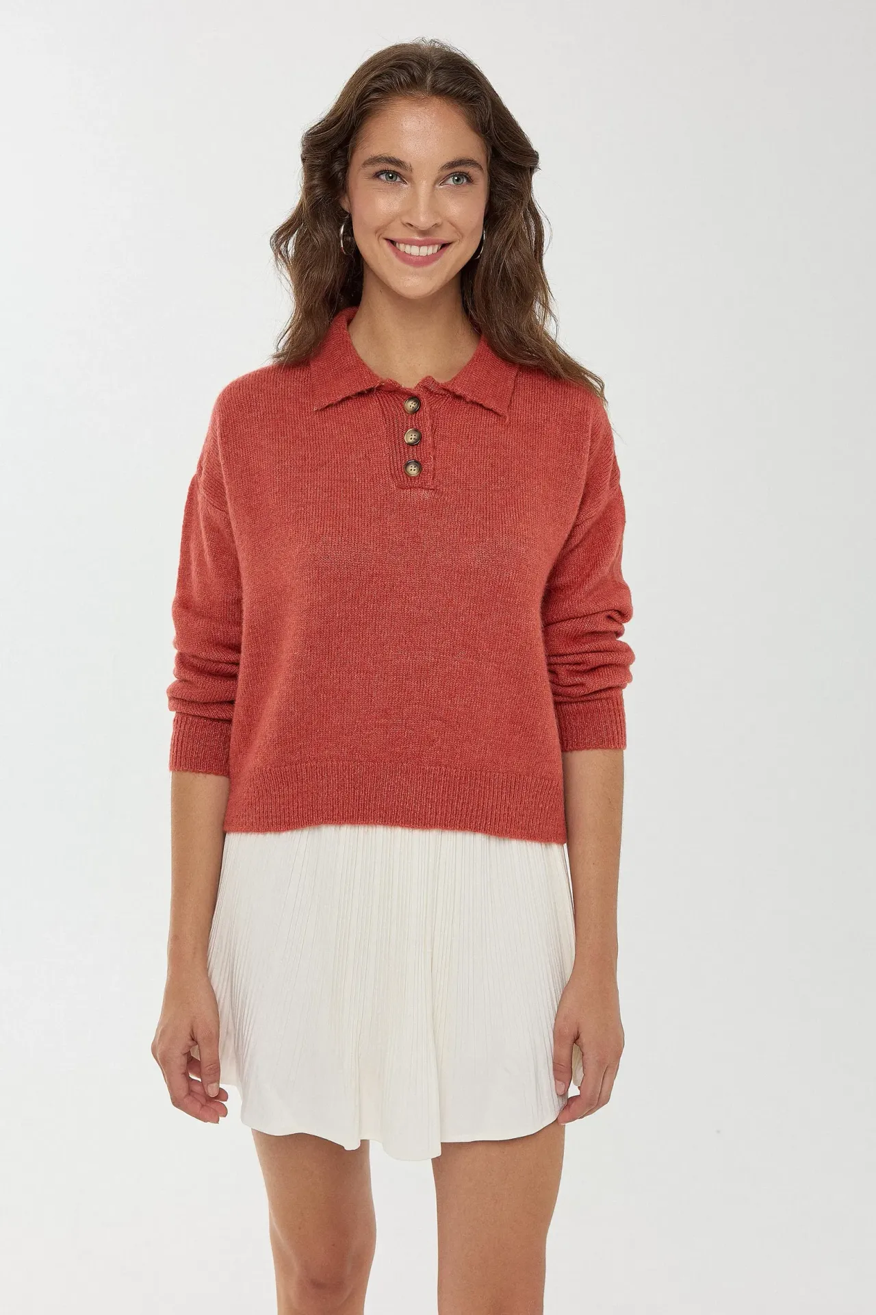 Button Collar Knit Sweater