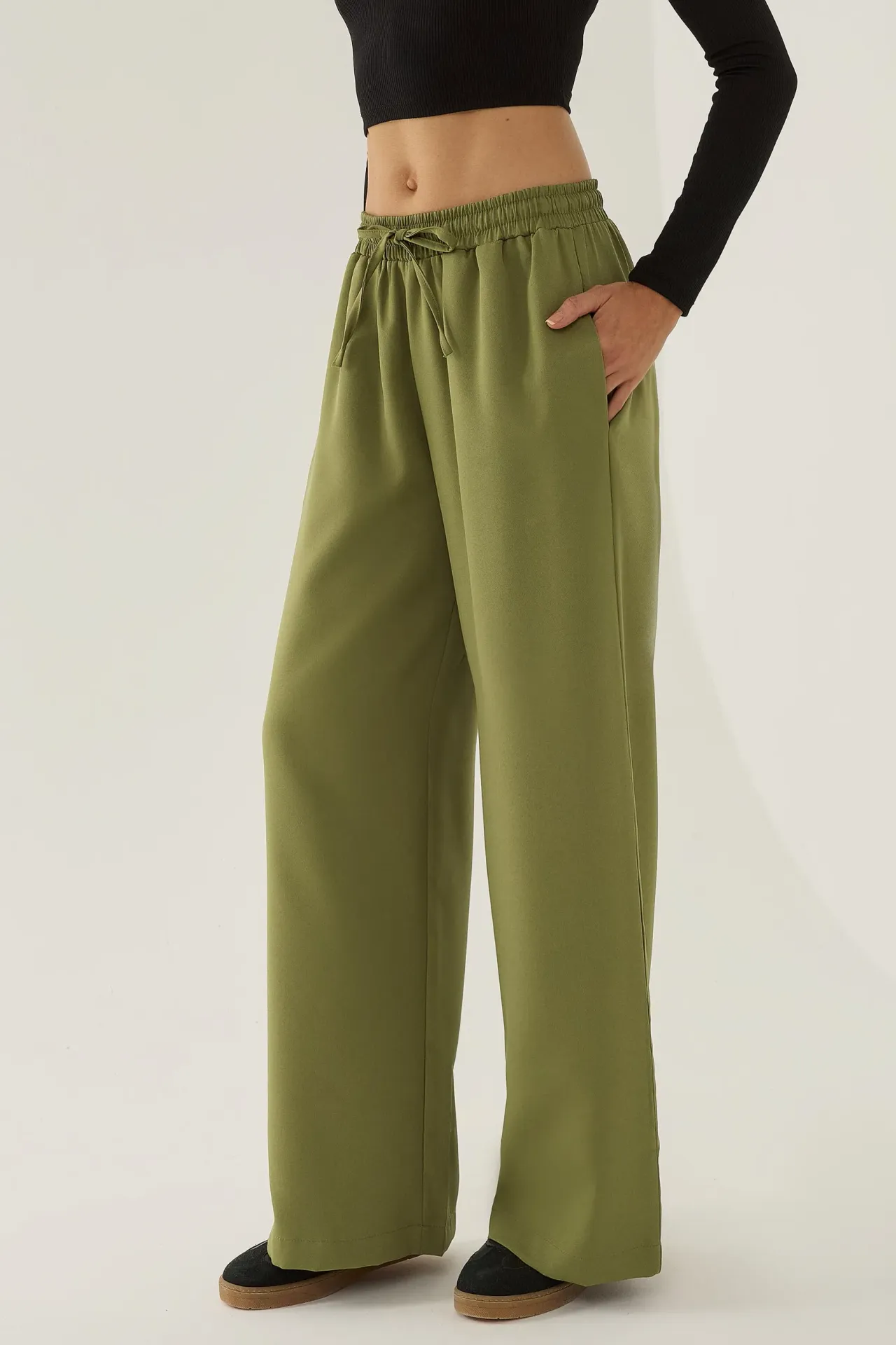 Wide Leg Elastic Waist Pants