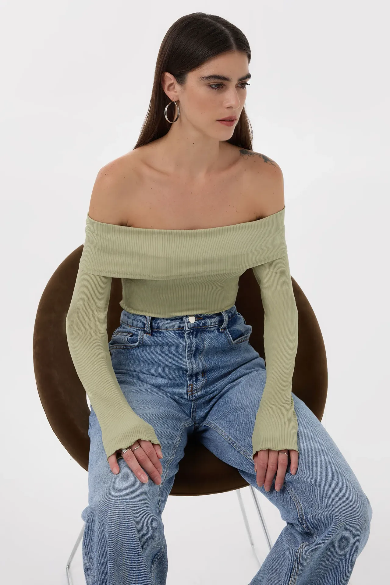 Off Shoulder Madonna Collar Top