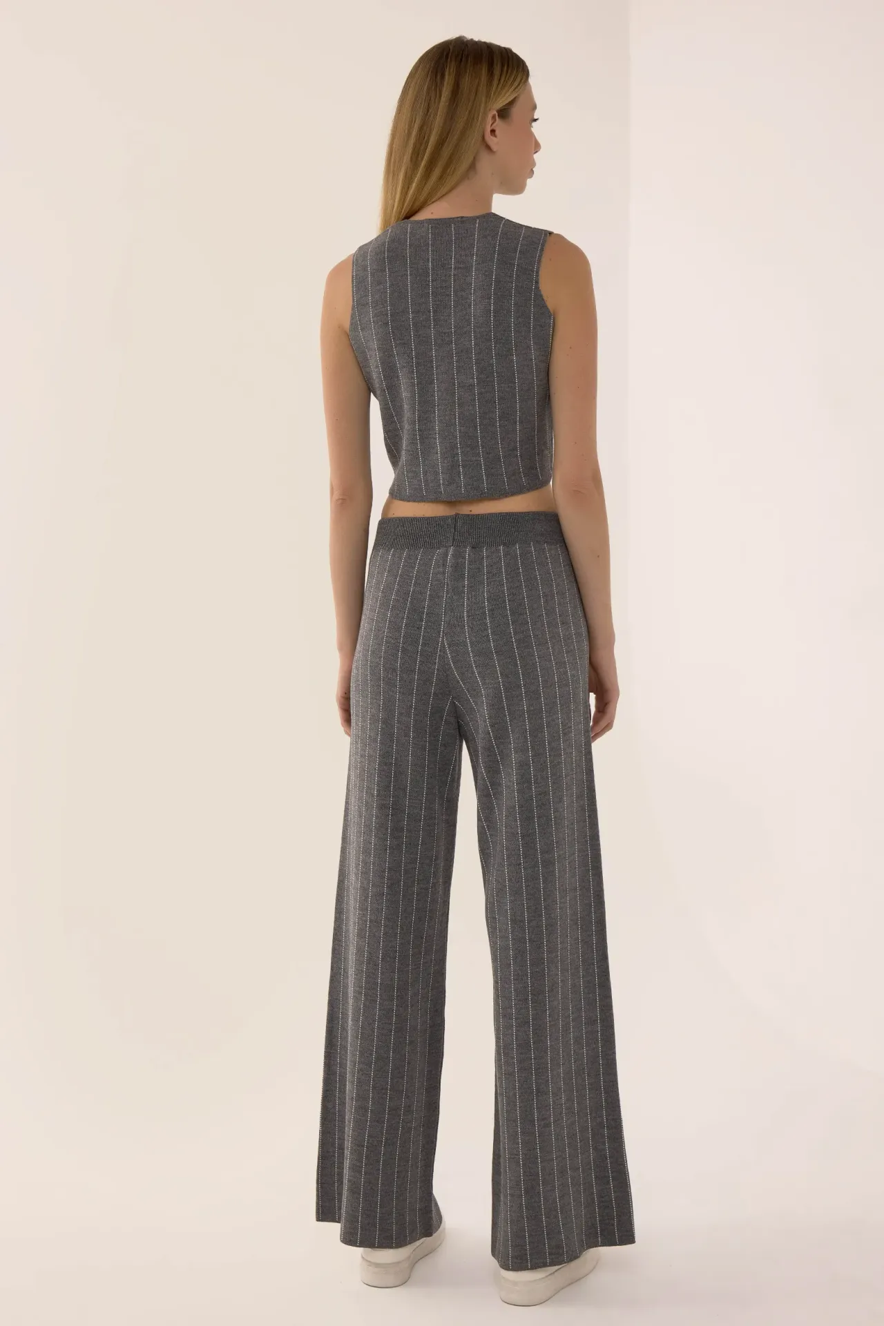 Crop Vest & Pants Striped Knit Co-Ord Set 