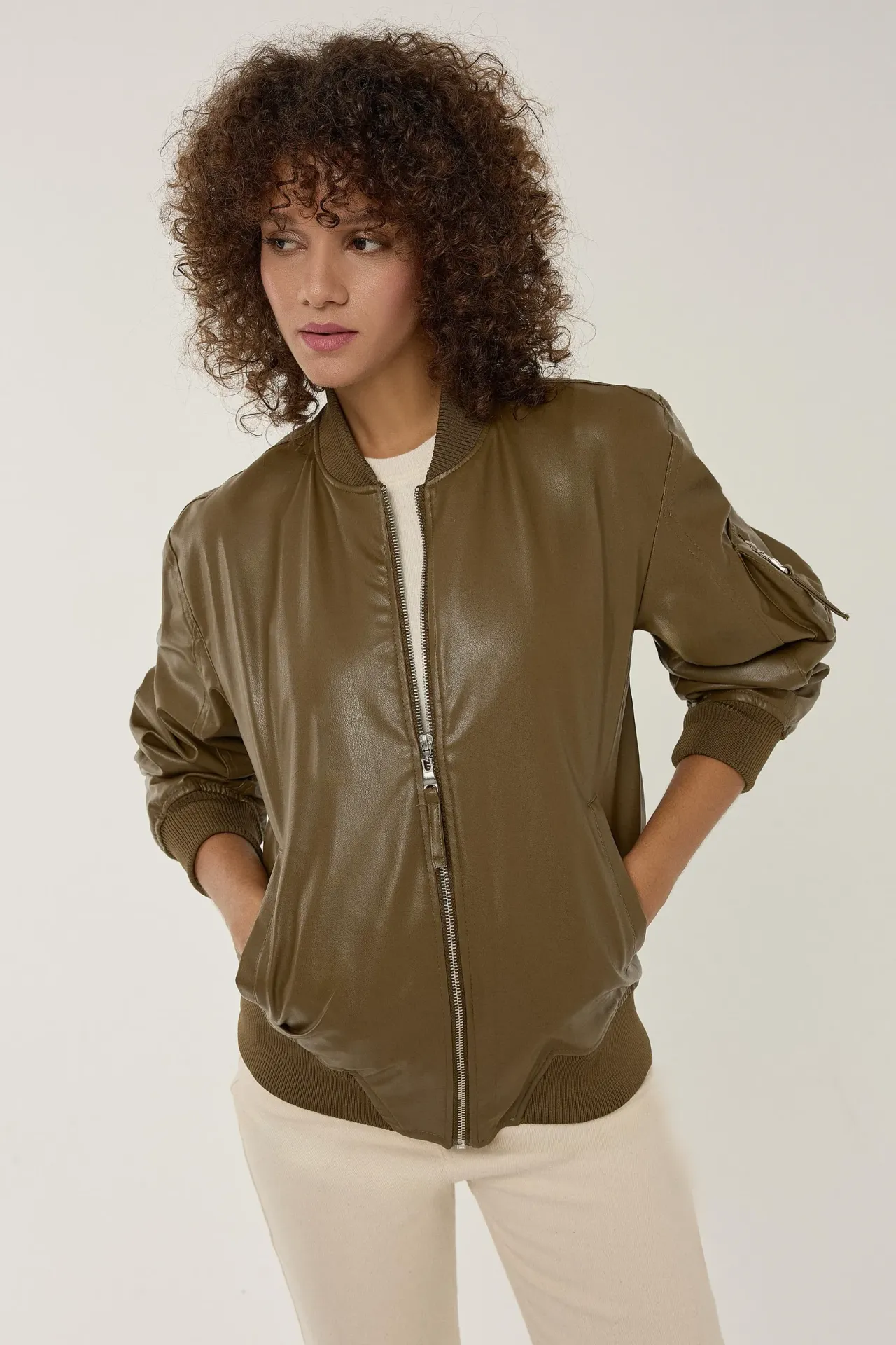 Relaxed Fit Faux Leather Jacket