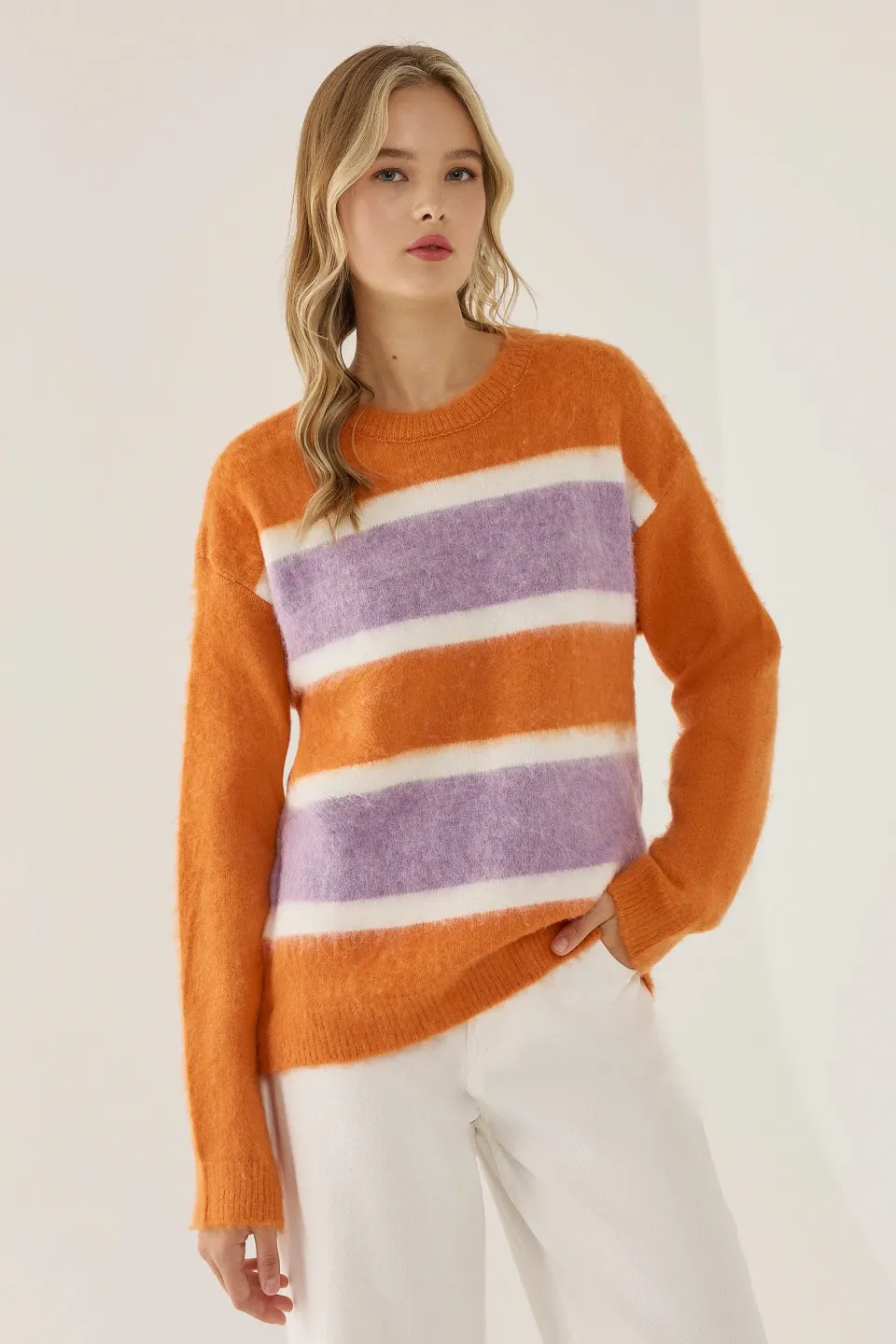 Relaxed Fit Colorful Striped Sweater