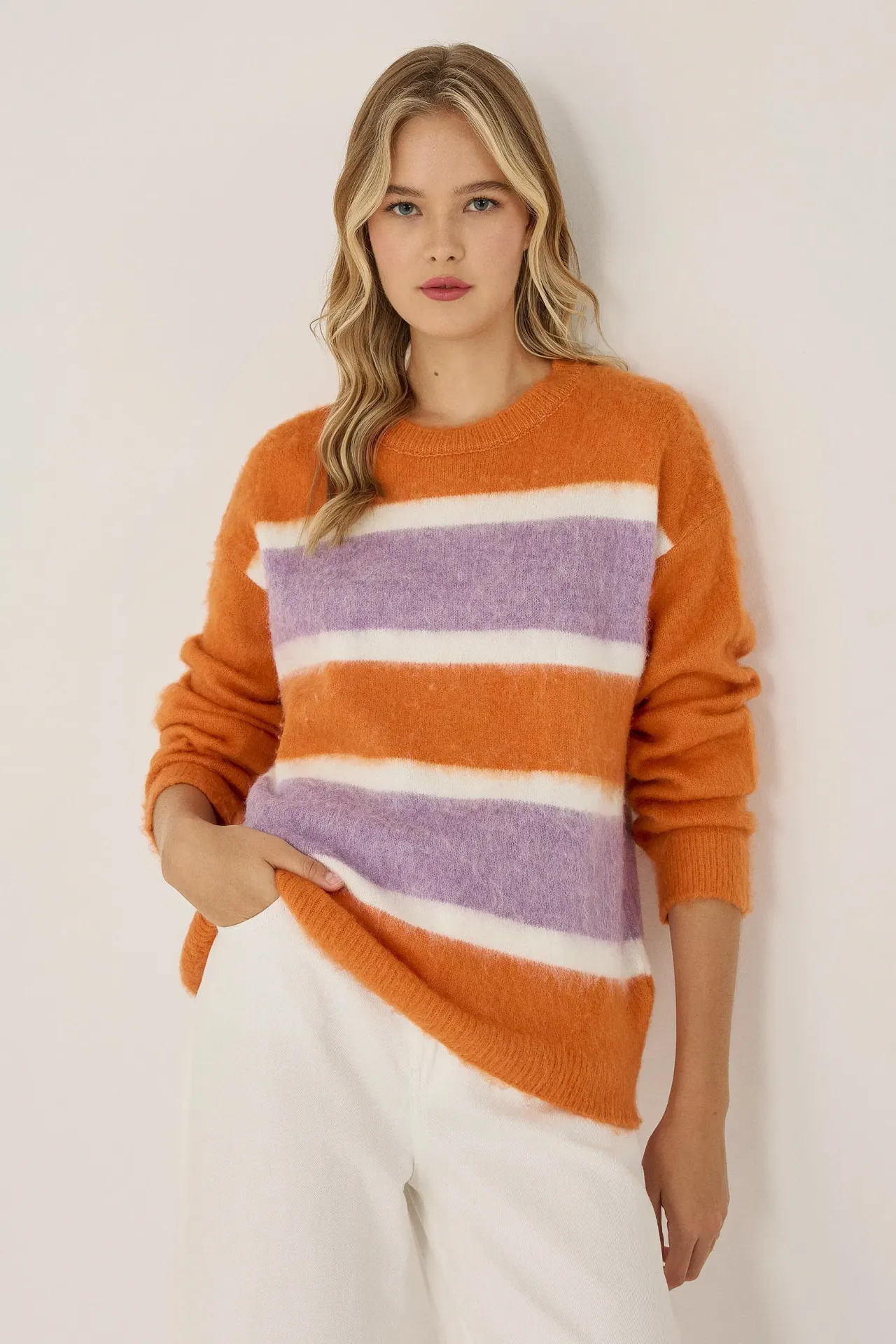 Relaxed Fit Colorful Striped Sweater