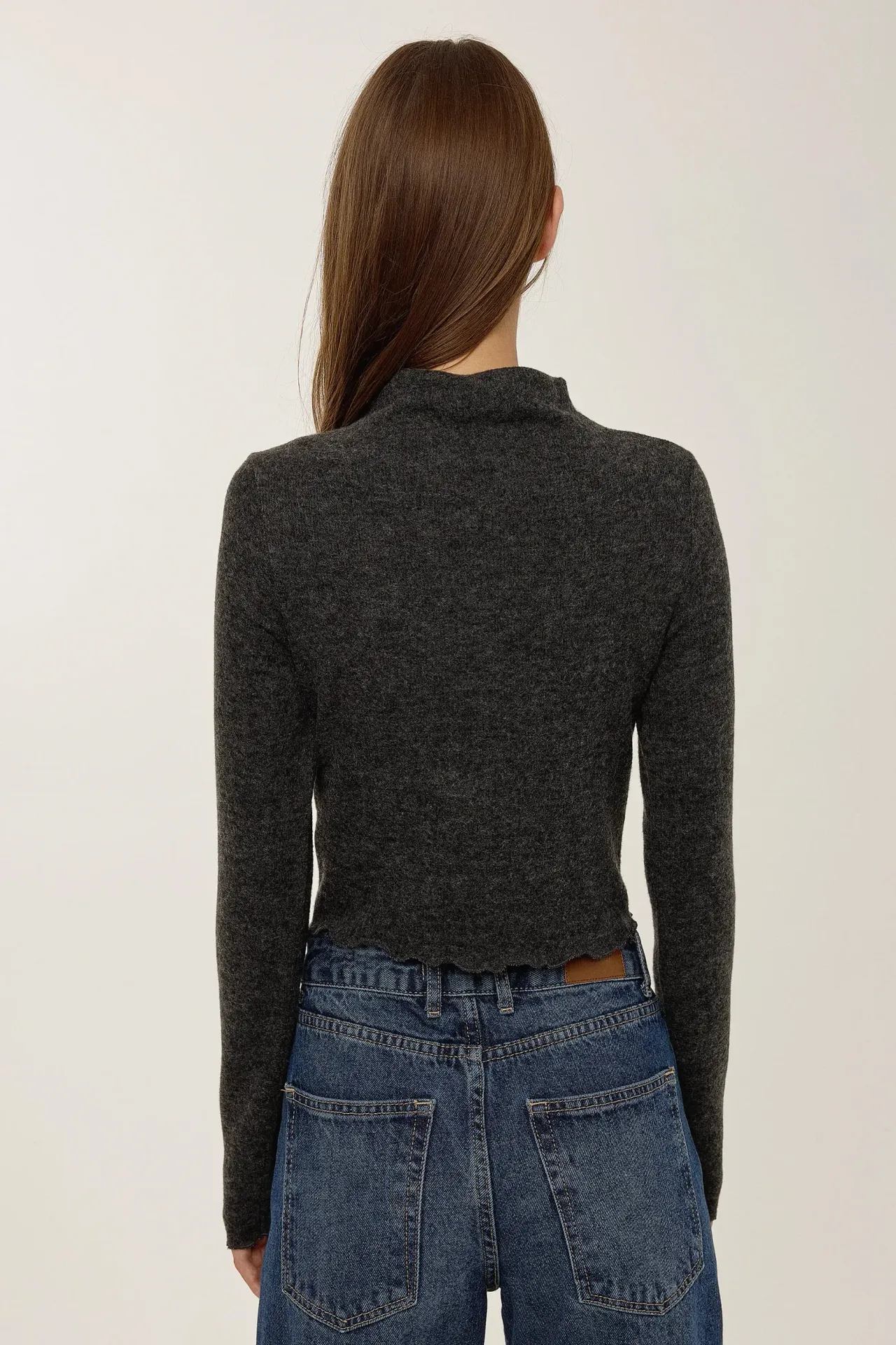 Textured Half Turtleneck Blouse