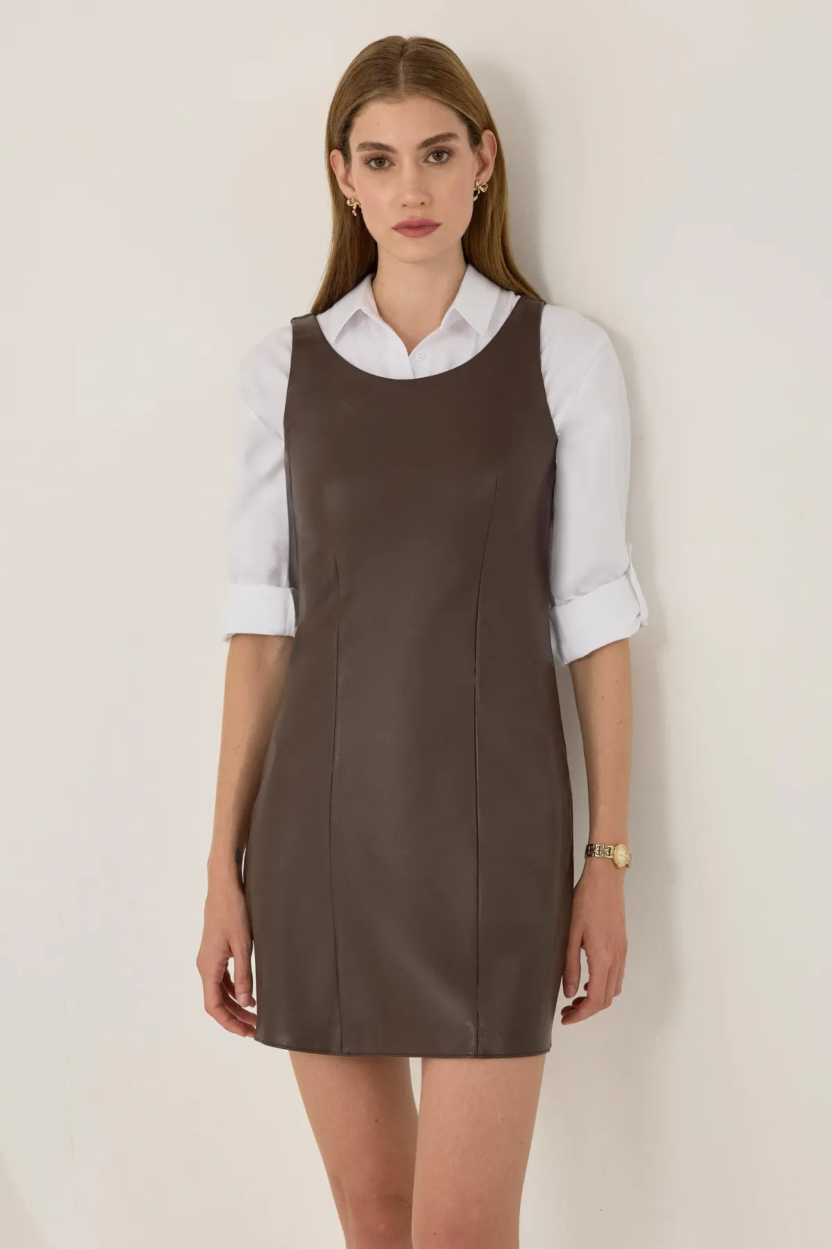 Faux Leather Mini Dress 2