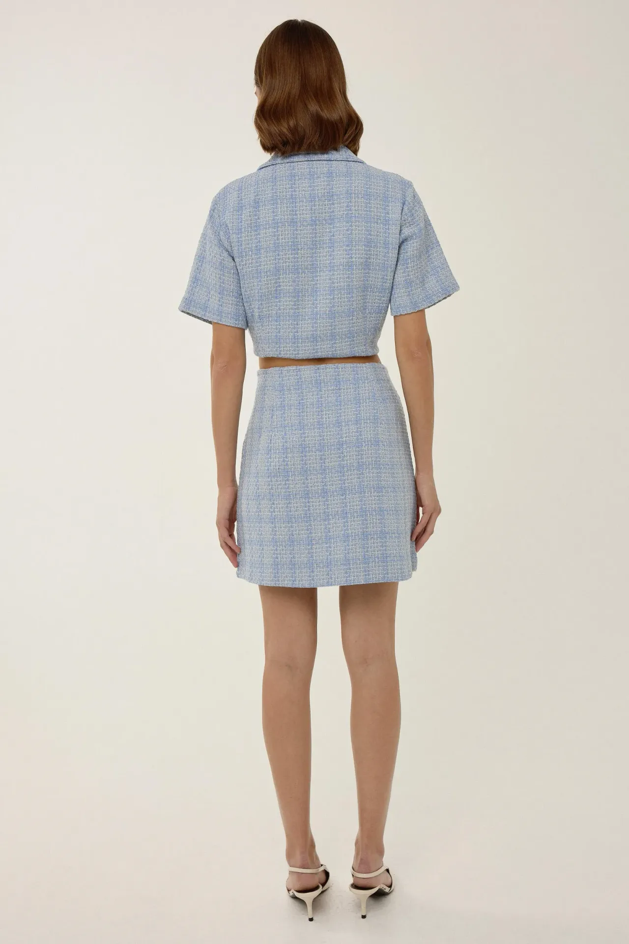 Buttoned Tweed Mini Skirt