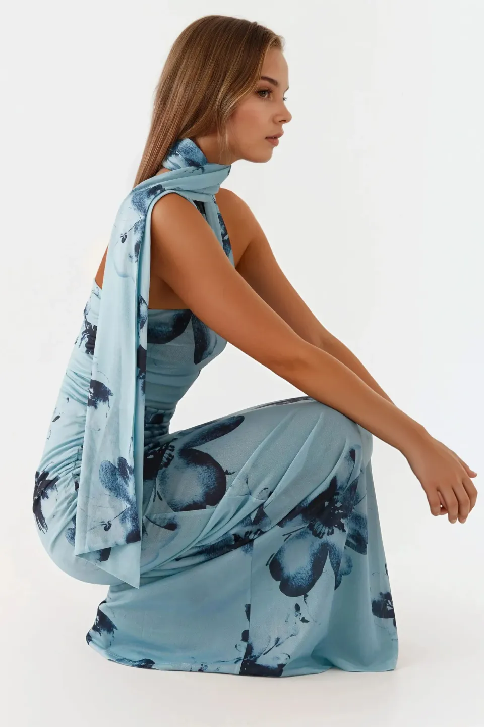 Strapless Printed Bodycon Maxi Dress