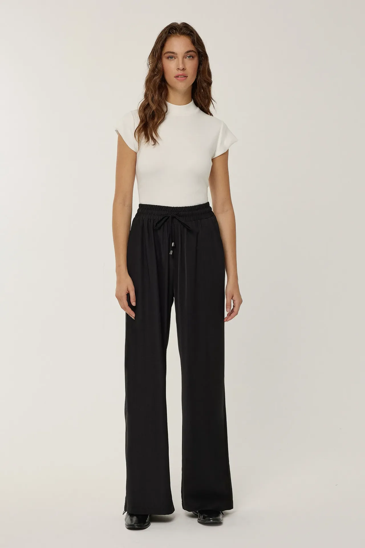 Elastic Waist Wide Leg Pants