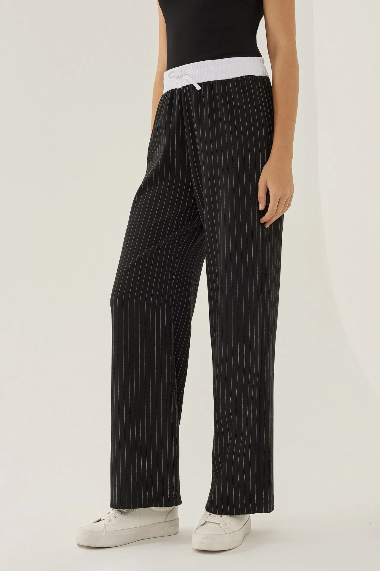 Elastic Waist Striped Pants