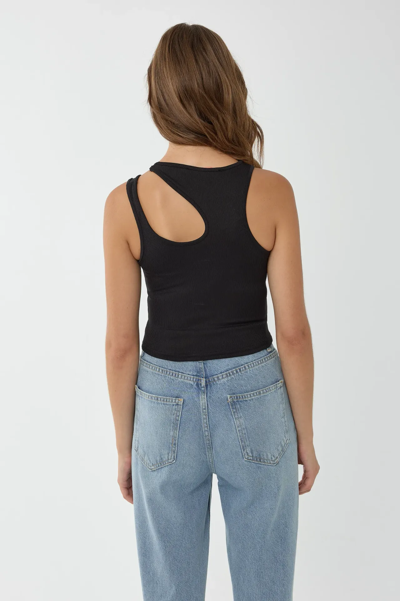 Asymmetrical Collar Crop Top