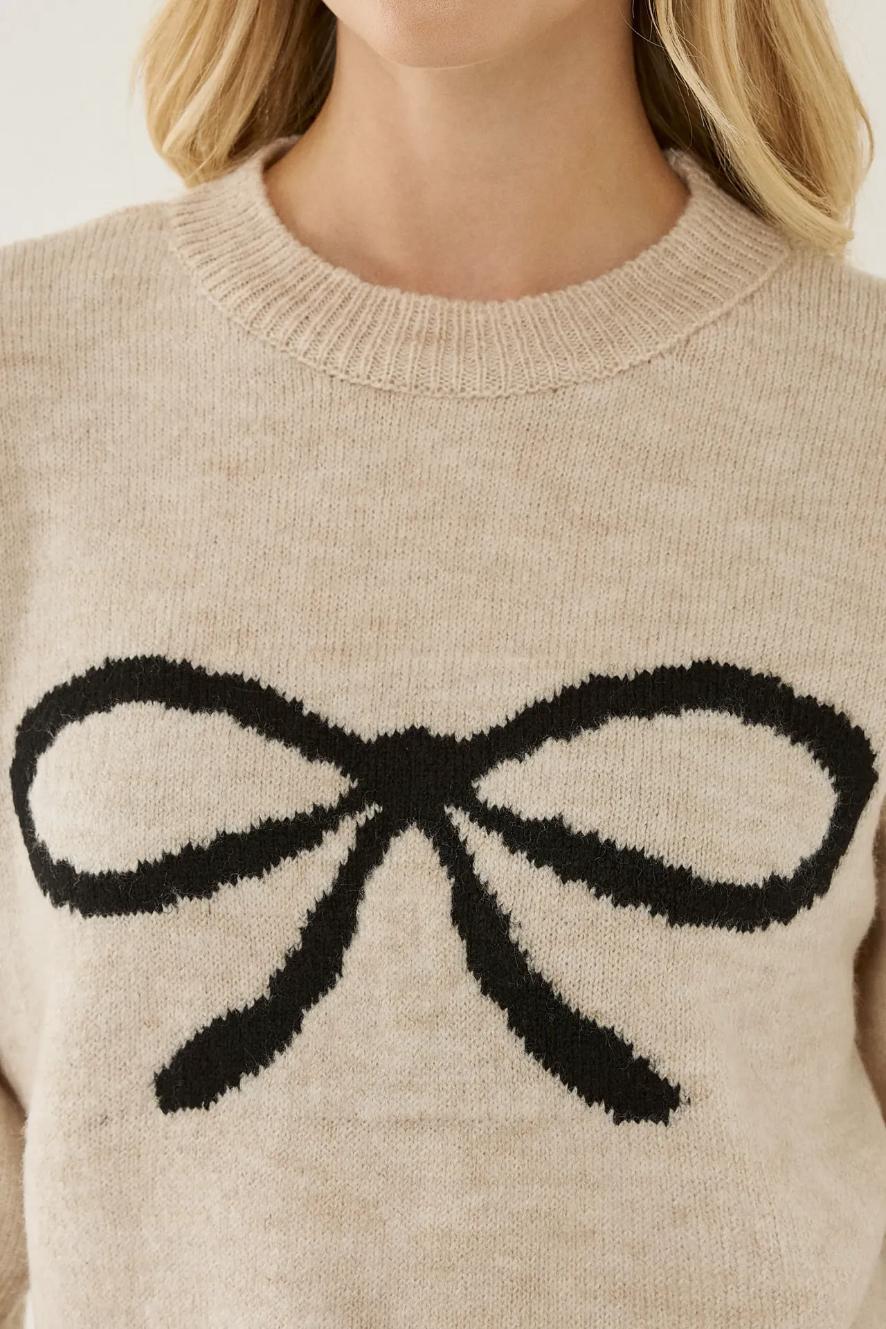 Relaxed Fit Bow Detail Sweater