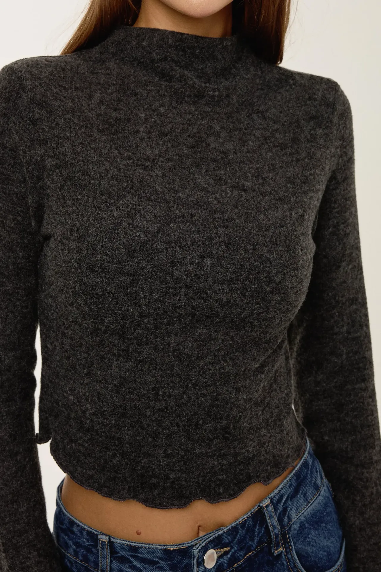 Textured Half Turtleneck Blouse