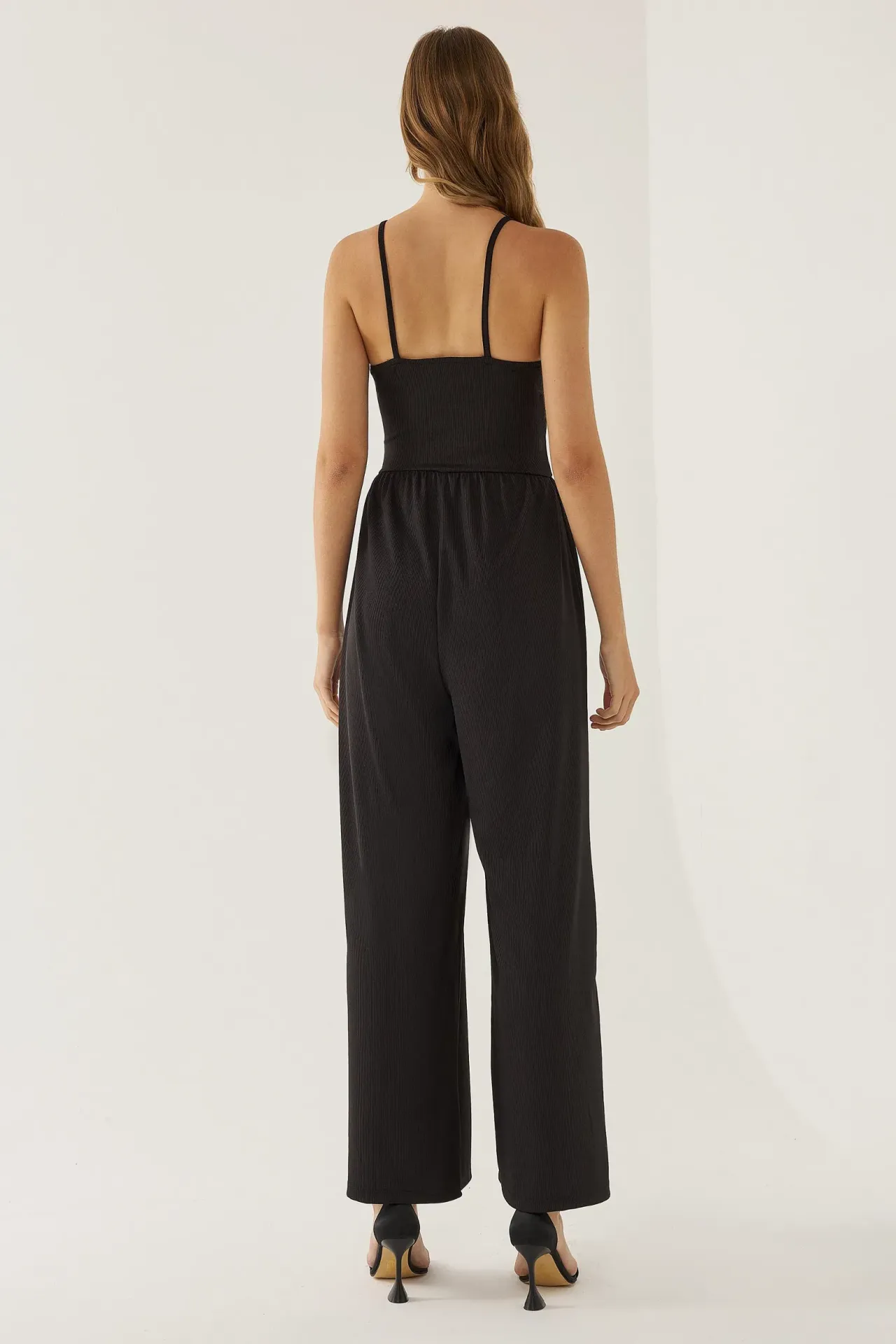 Wide Leg V-Neck Knitted Jumpsuit