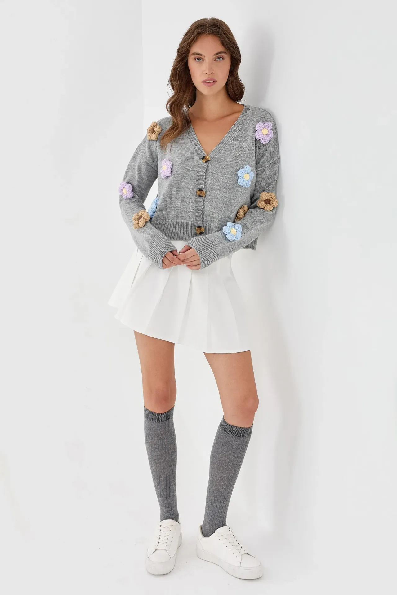 Floral V-Neck Relaxed Fit Cardigan