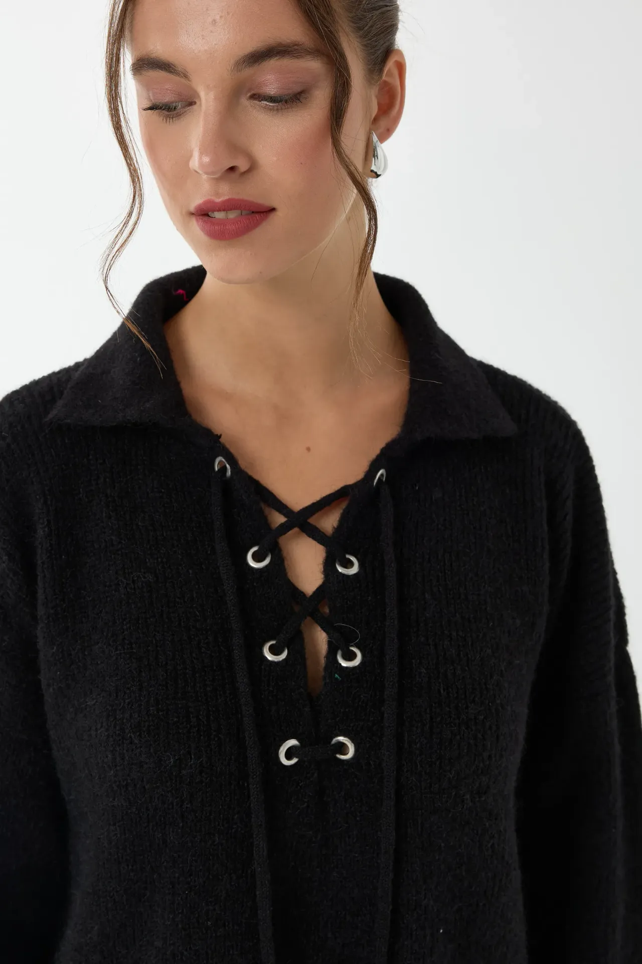 Relaxed Fit Shirt Collar Sweater