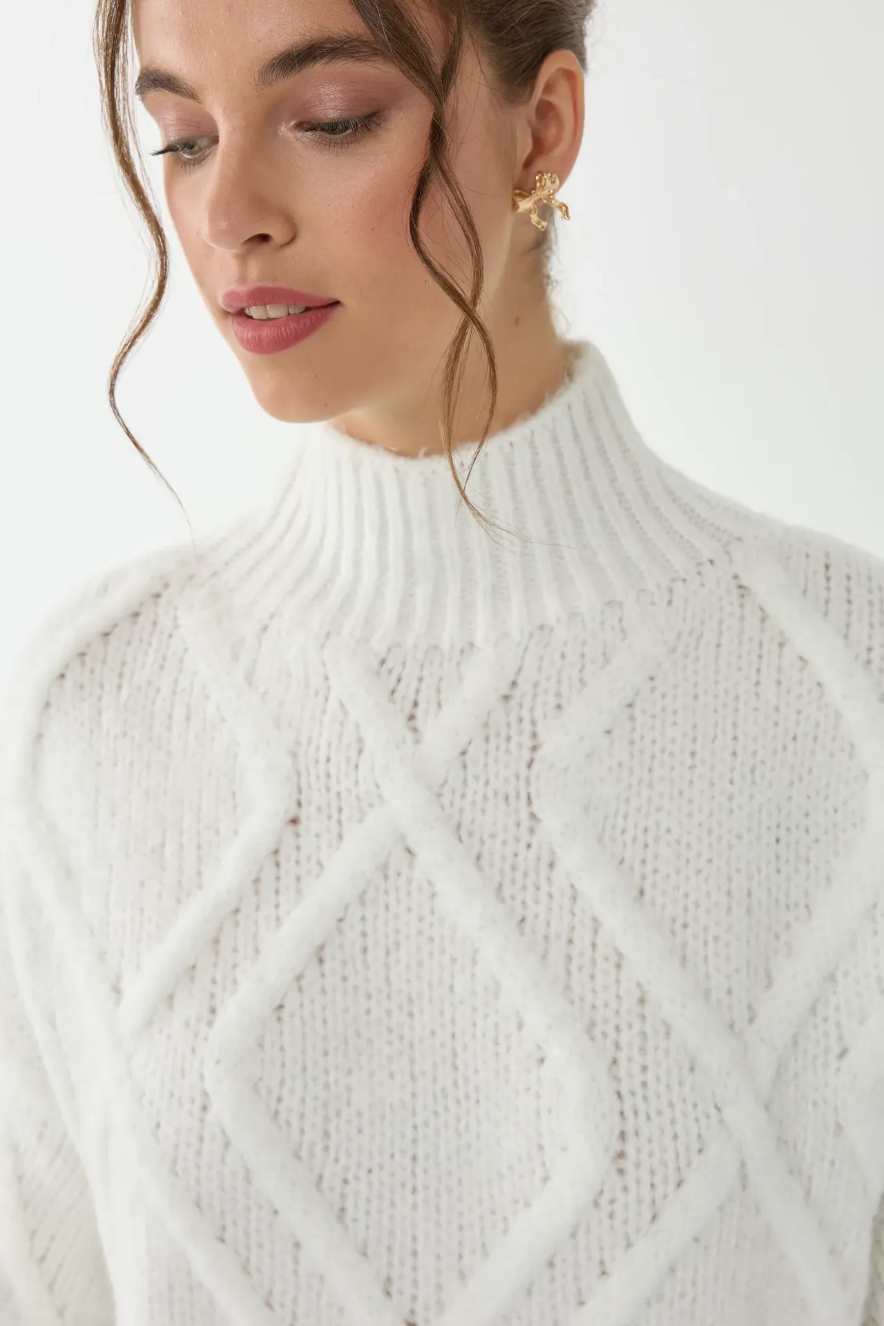 Textured Oversized High-Neck Sweater