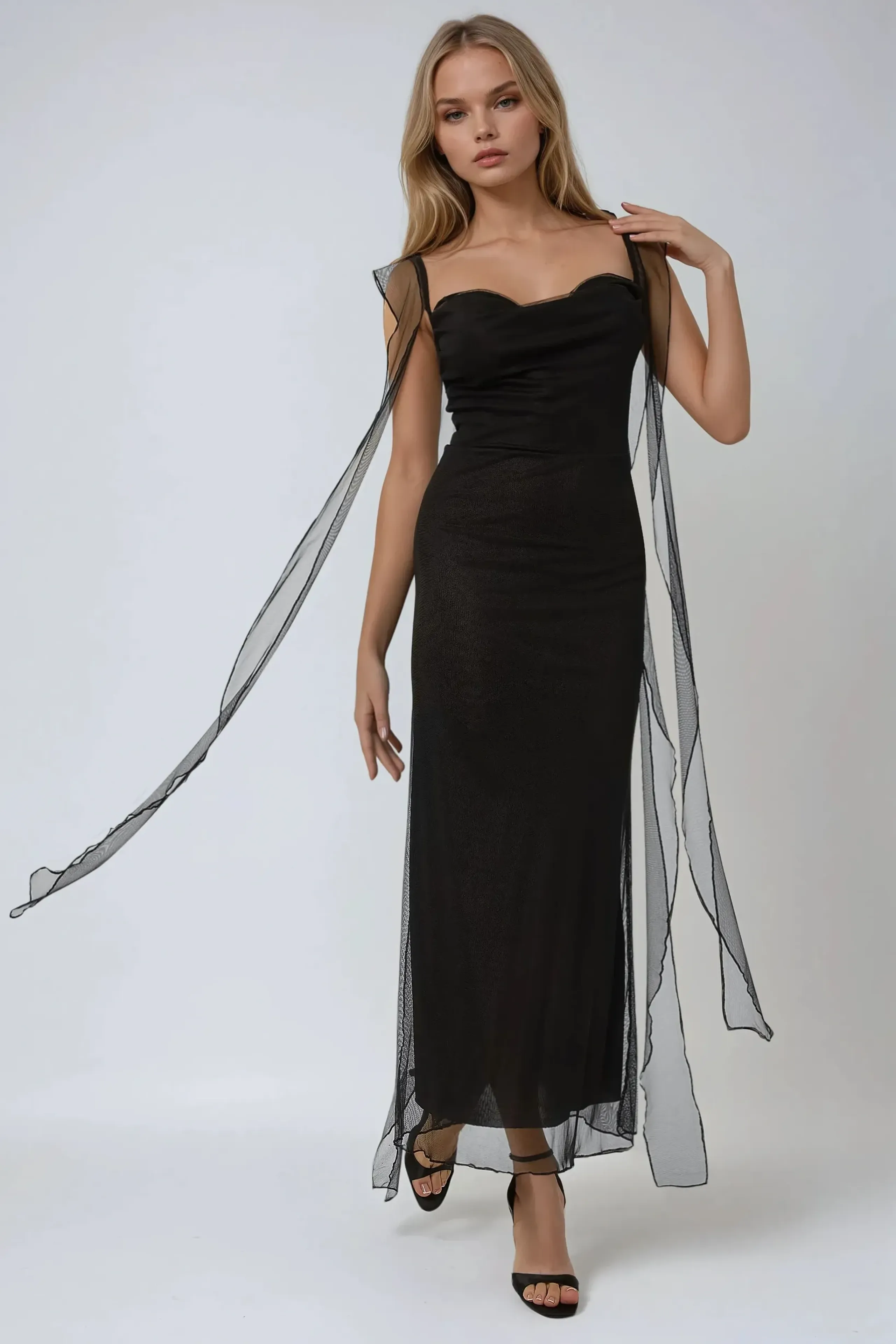black bodycon dress with collar White & Black 1960s Notched Collar Ruched Bodycon Dress main image 1