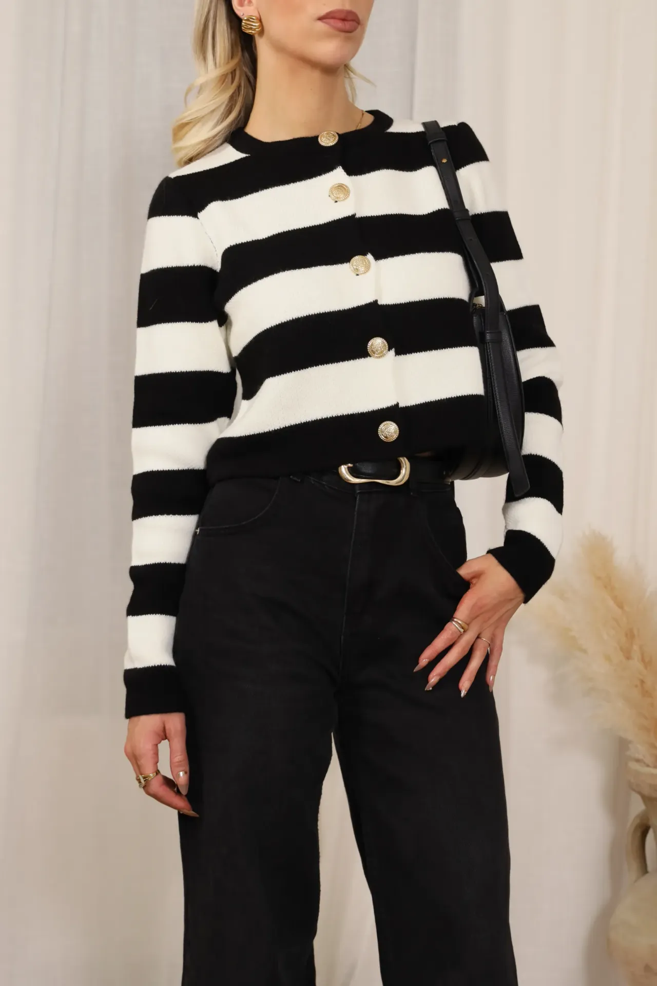 Buttoned Striped Knitwear Cardigan