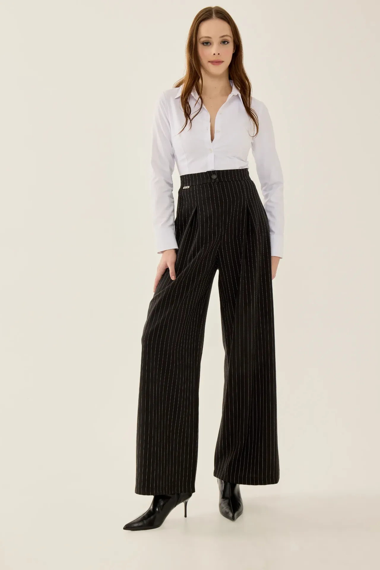 High Waist Striped Wide Leg Pants