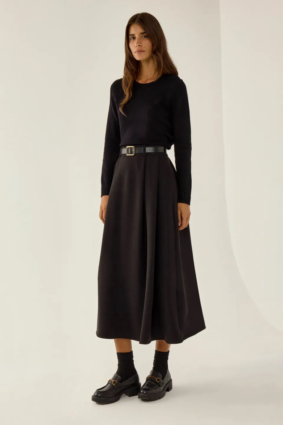 Pleated Midi Skirt