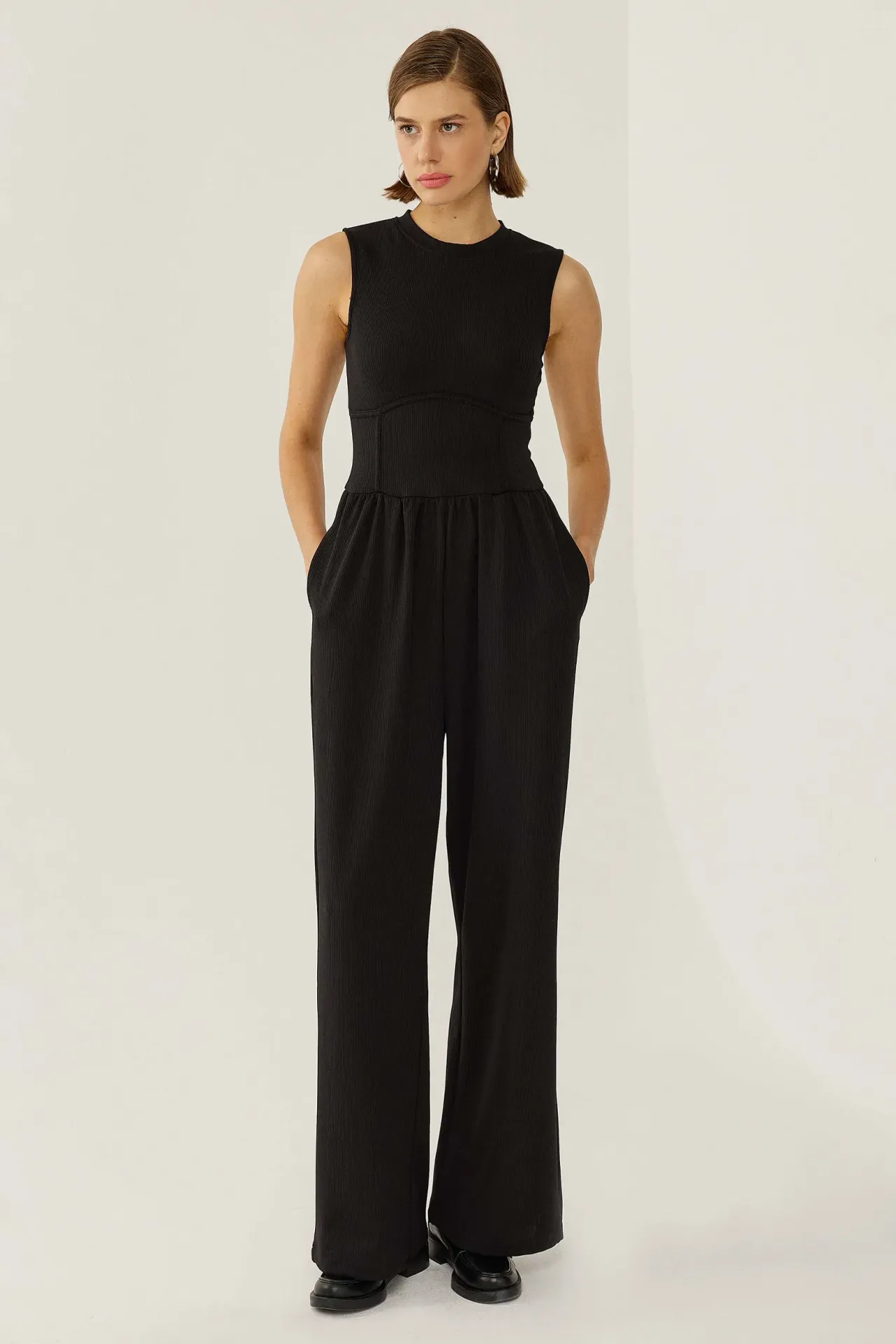 Crew Neck Wide Leg Jumpsuit