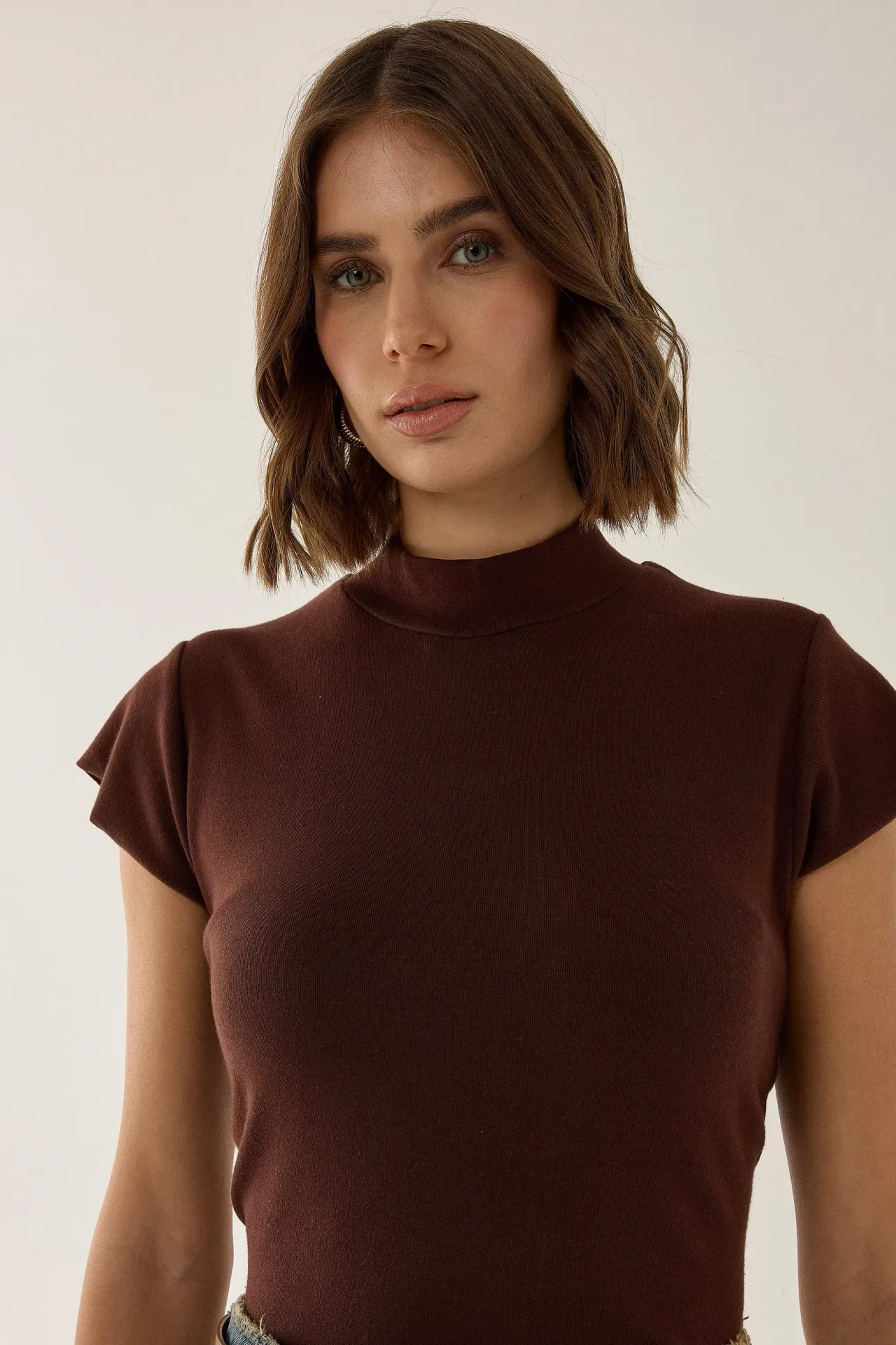 Half Turtleneck Short Sleeve Top