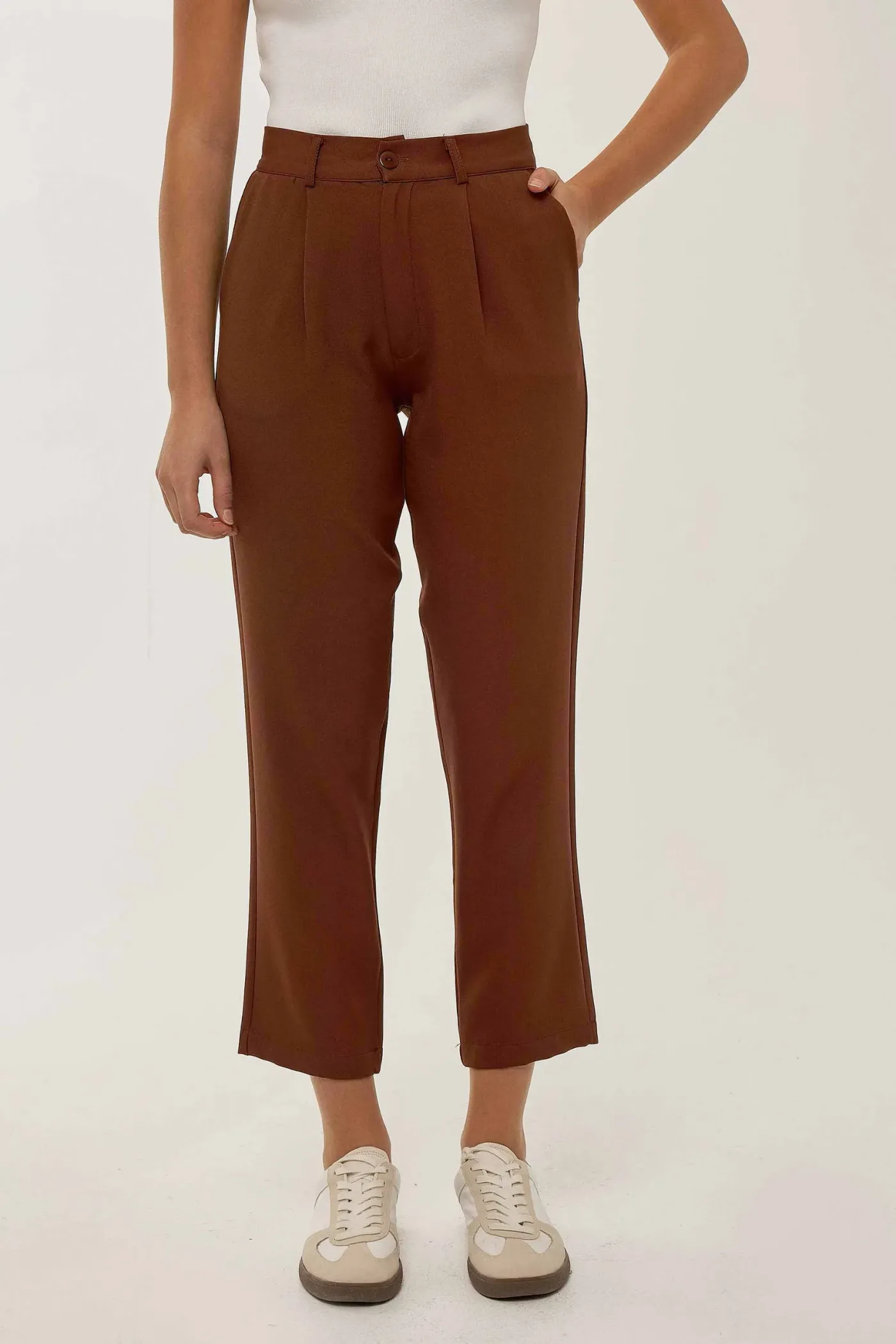 High Waist Pleated Pipe Leg Pants 2
