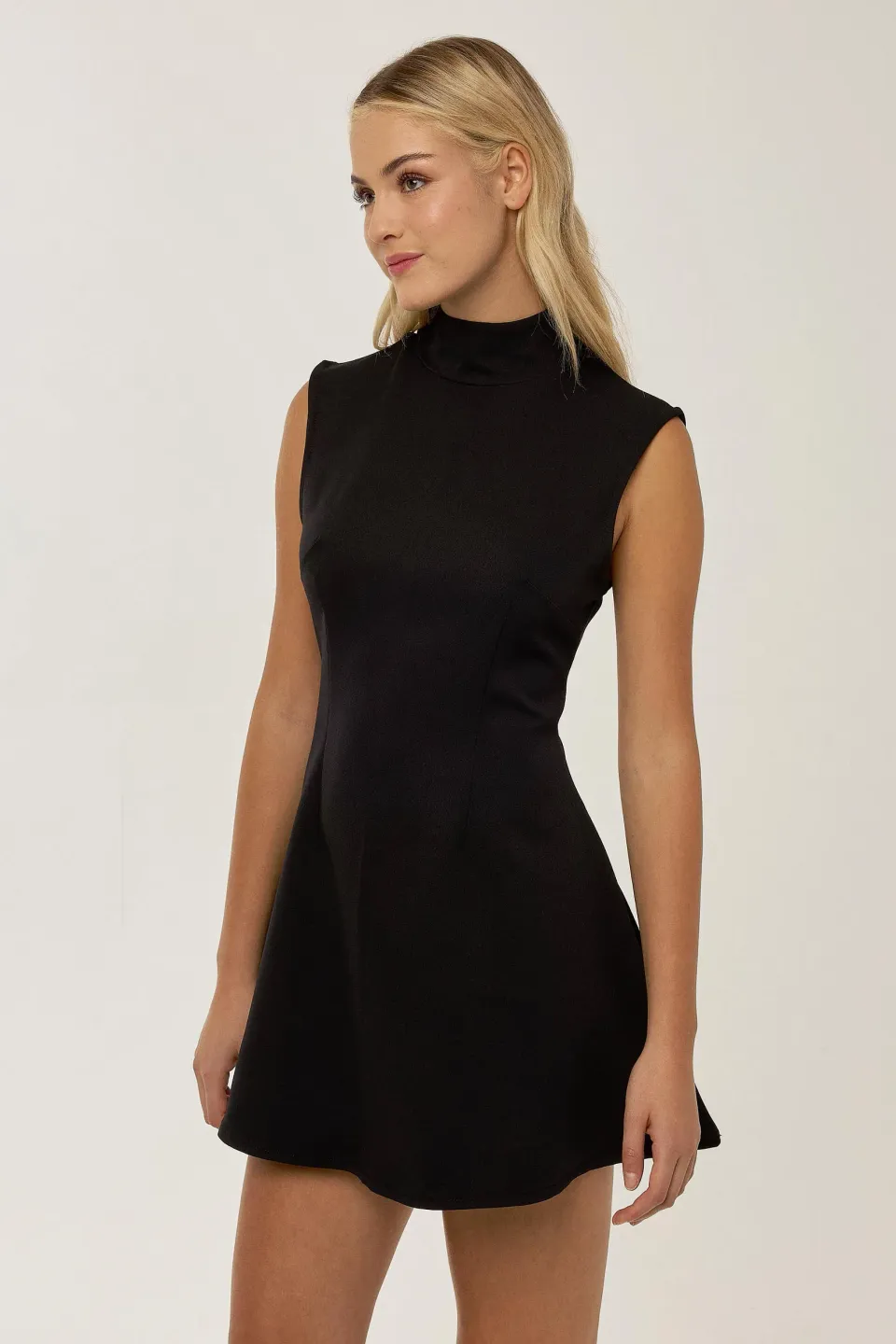 High Neck Black Mini Dress