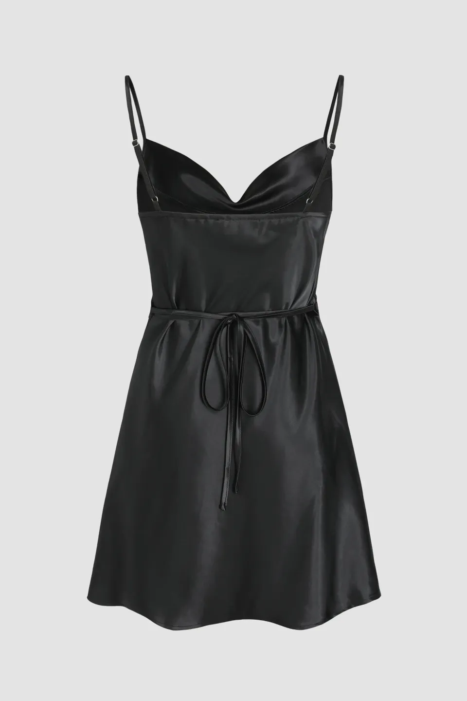 Belted Satin Mini Dress