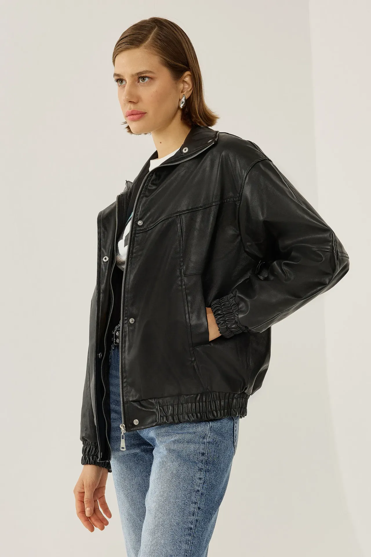 Oversized Faux Leather Jacket