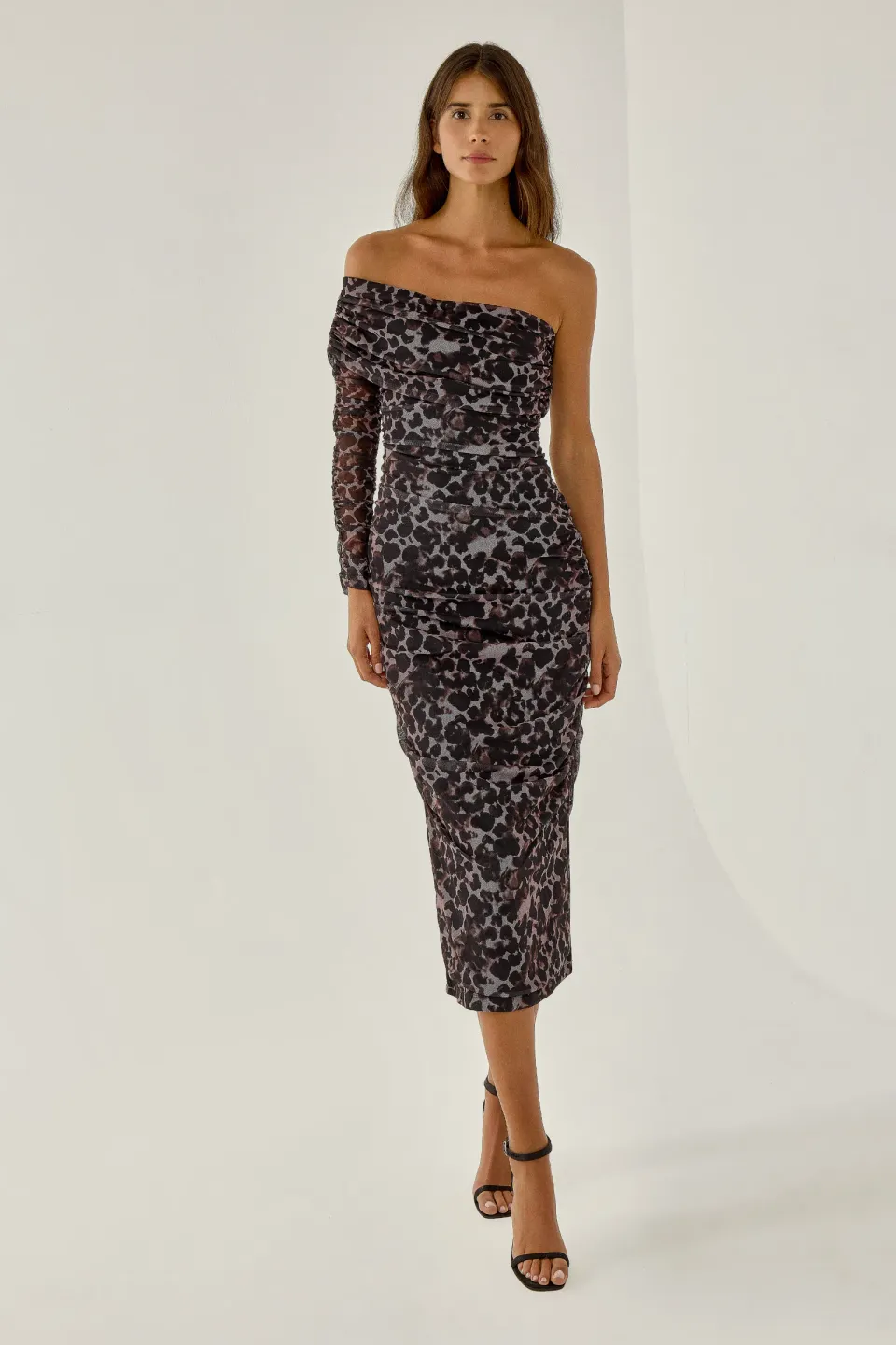 Bodycon Leopard Print Single Arm Maxi Dress