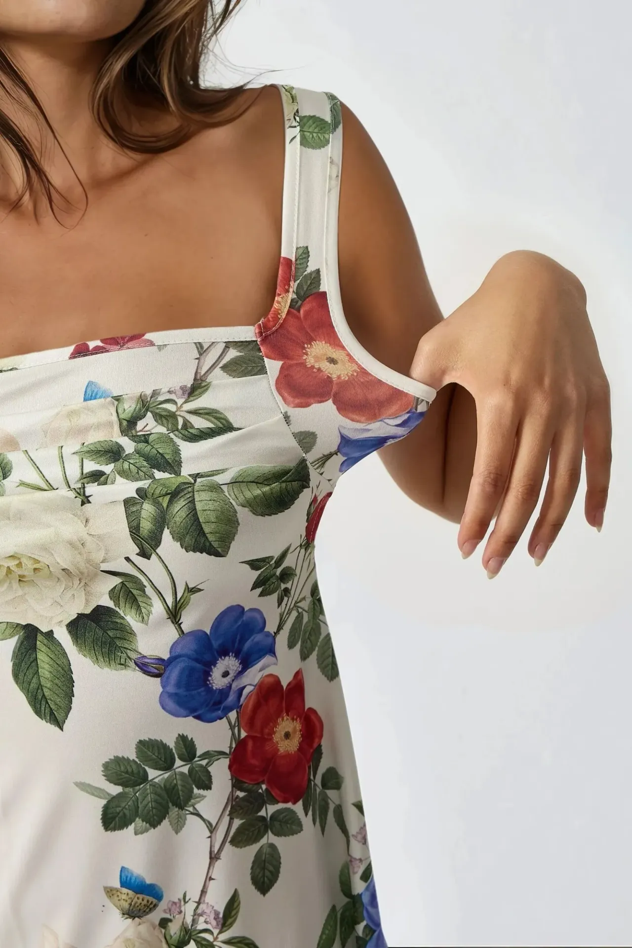 Printed Bodycon Mini Dress with Square Collar