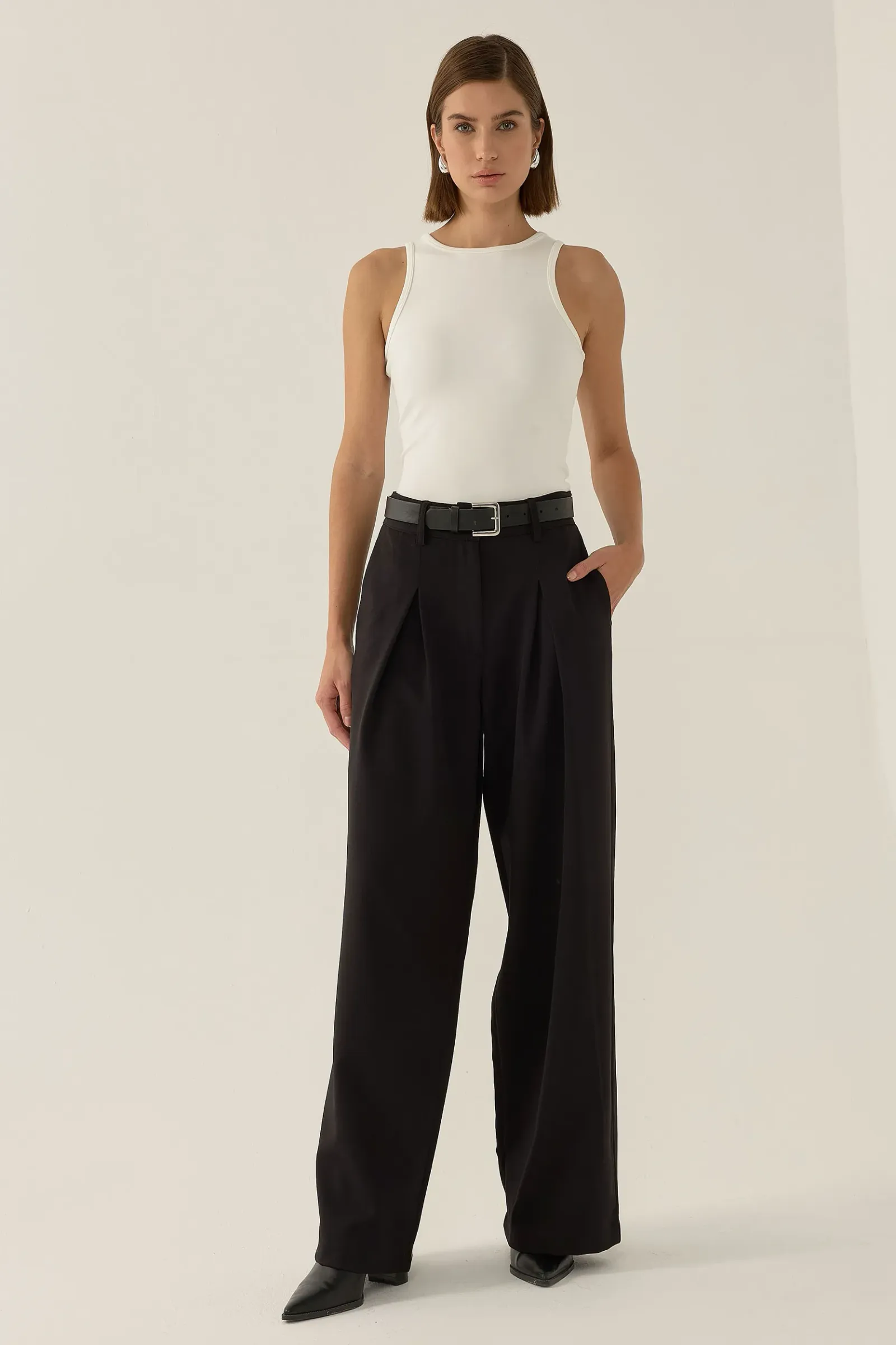 Yüksek Bel Wide Leg Paça Pantolon 2