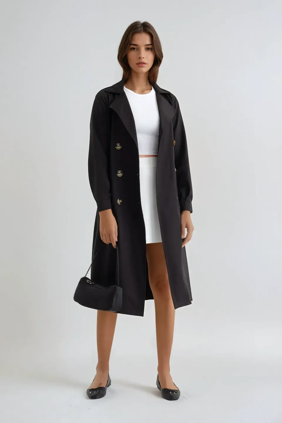 Buttoned Light Trenchcoat with a Belt