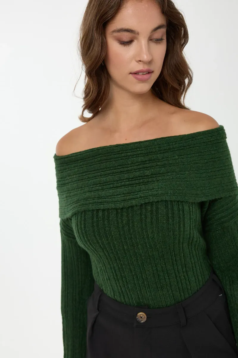 Carmen Collar Off Shoulder Sweater 2