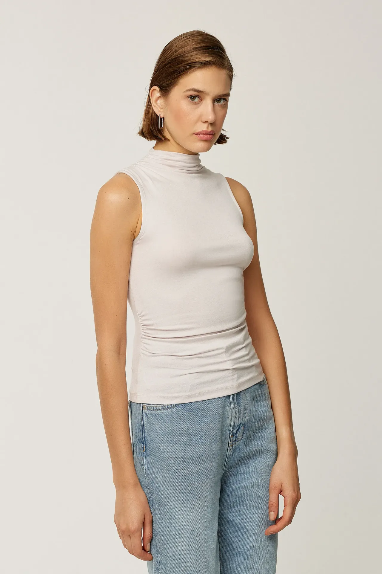 Sleeveless Drape Blouse