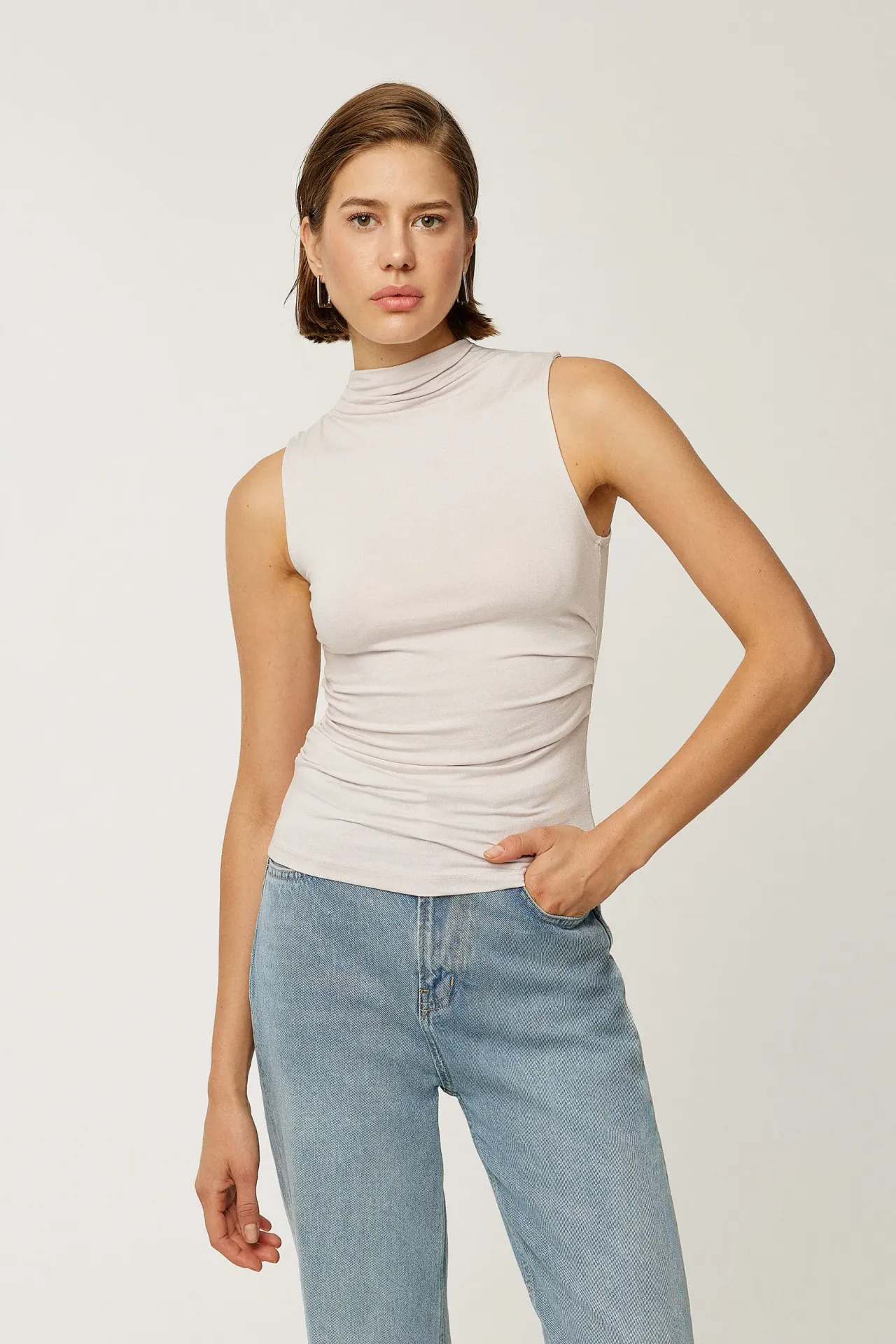 Sleeveless Drape Blouse