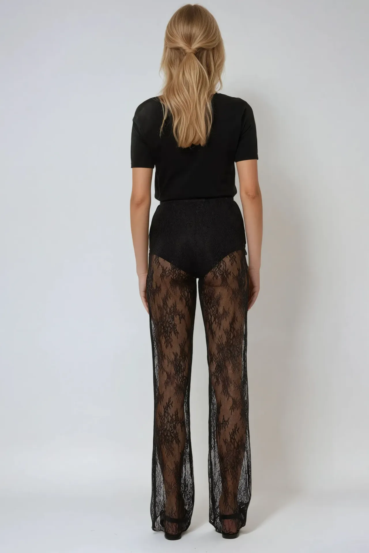 High Waist Flare Lace Pants