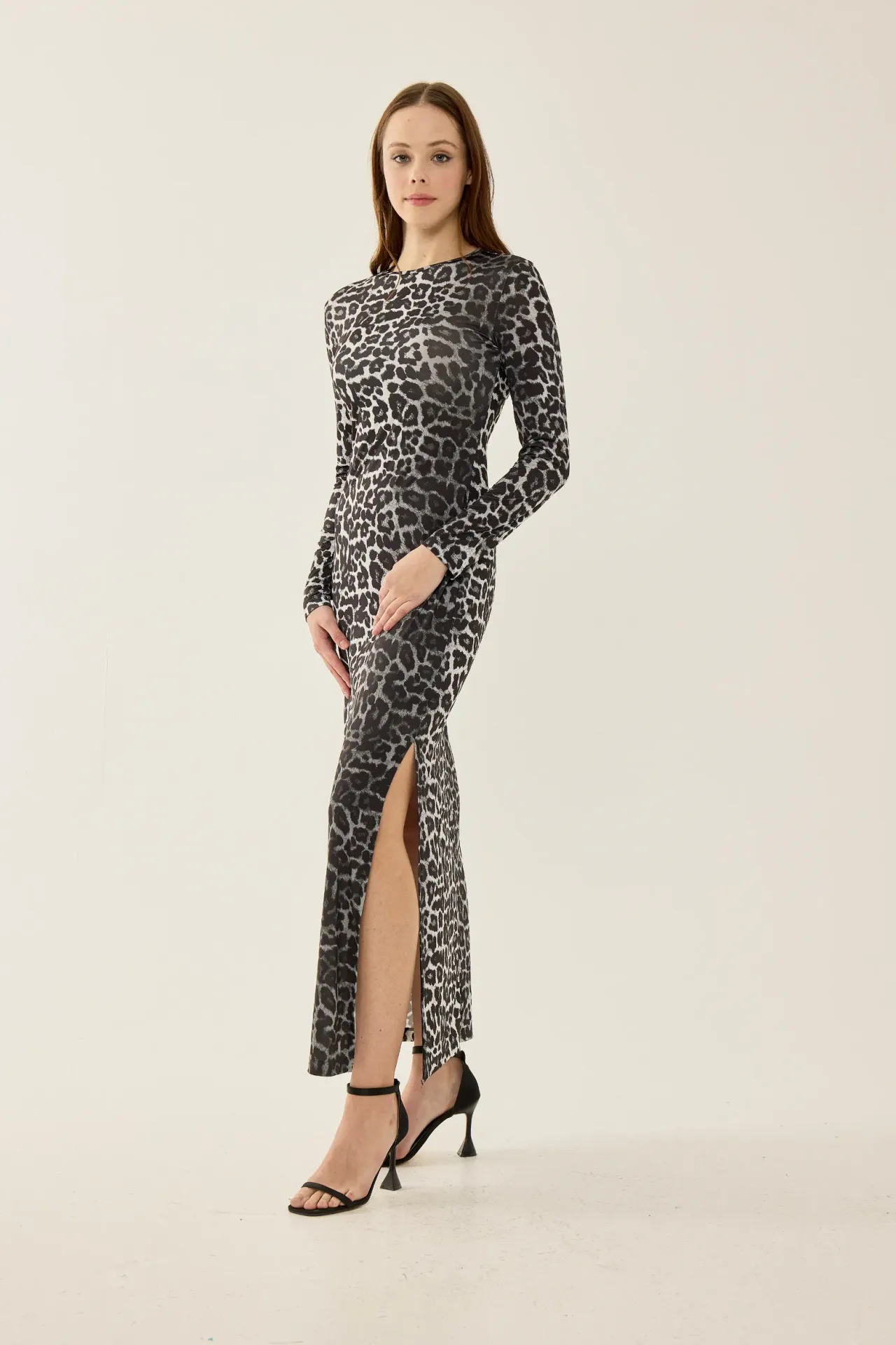 Leopard Print Maxi Dress with Slit