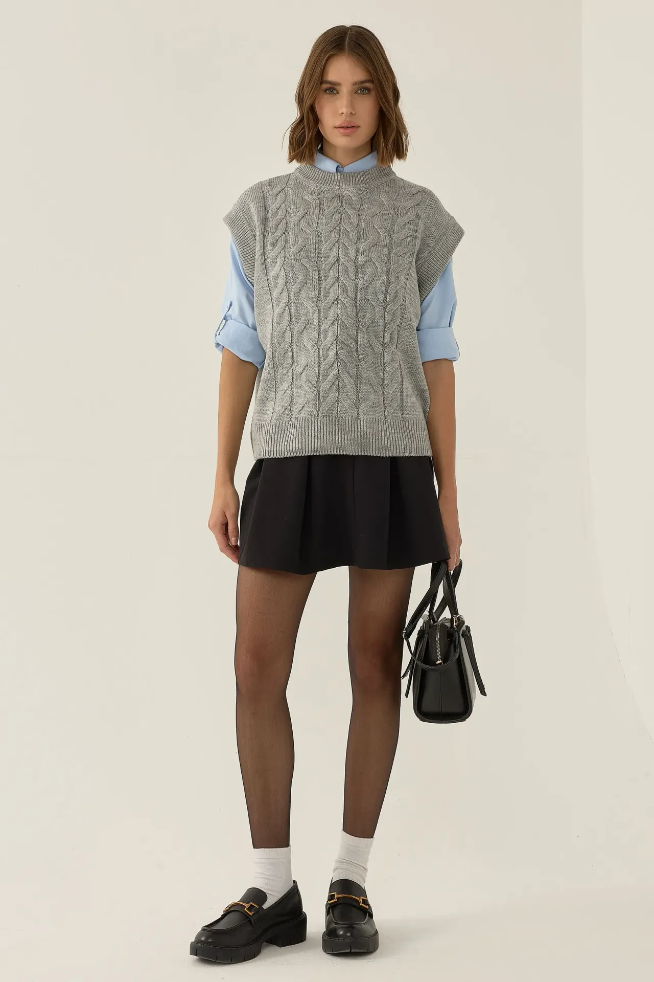 Hair Braid Pattern Sweater Vest