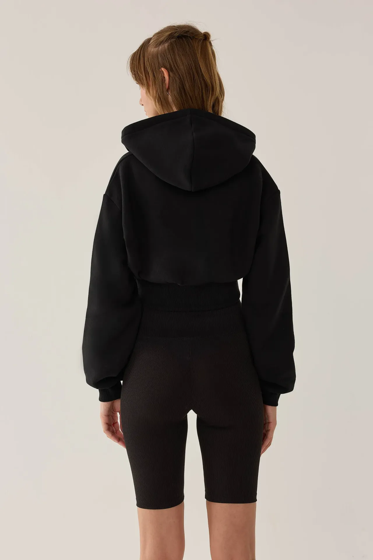 Slim Fit Cropped Hoodie with Zipper