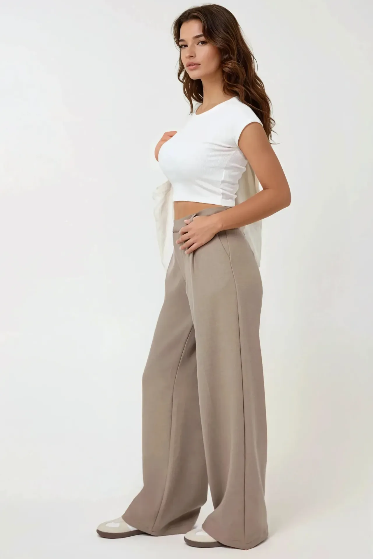 High Waist Pleated Wide Leg Pants