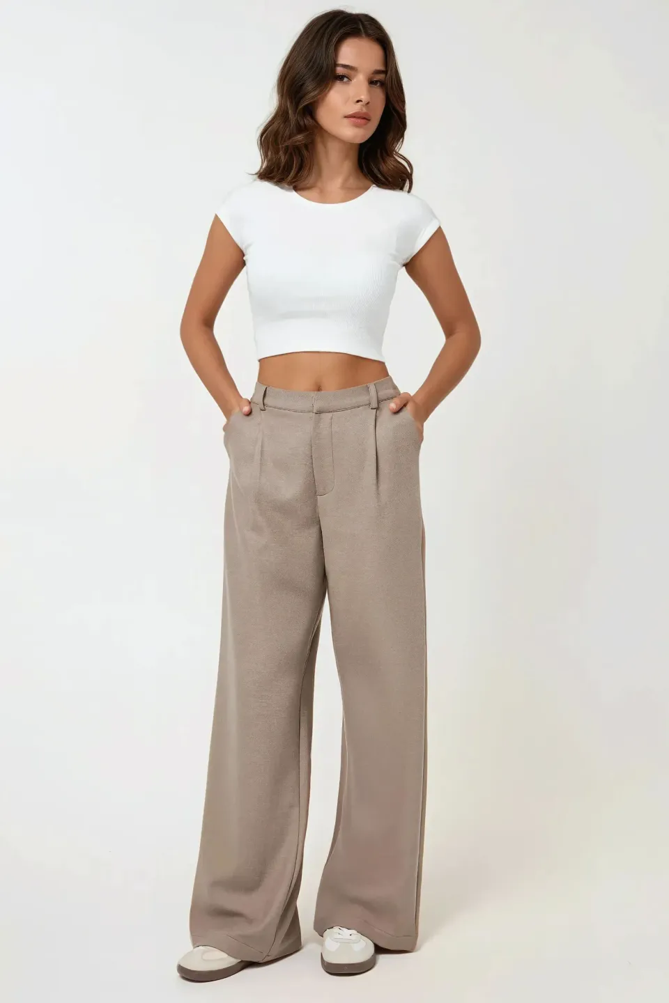 High Waist Pleated Wide Leg Pants