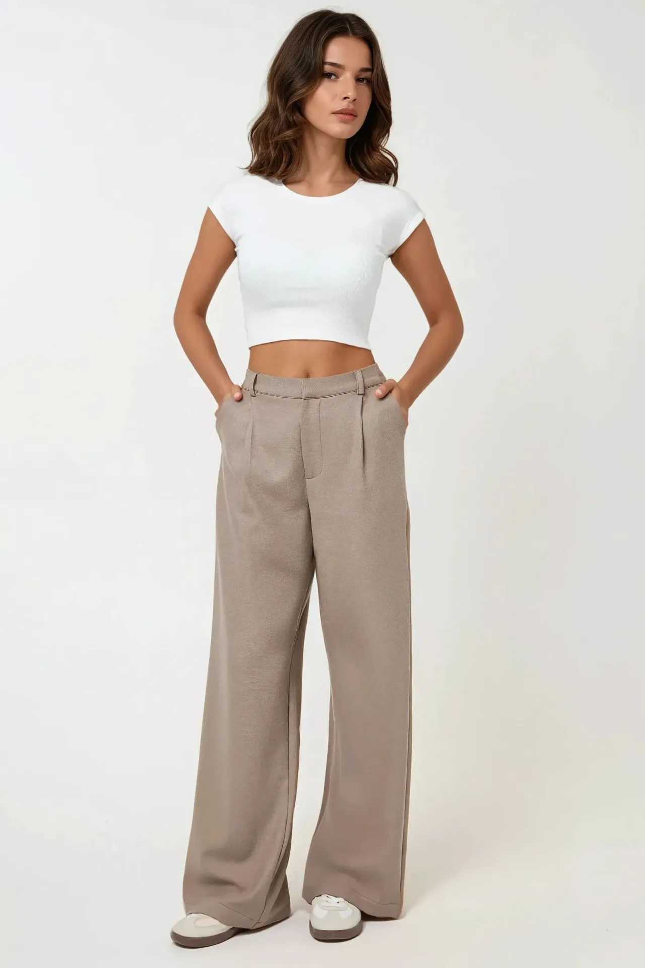 High Waist Pleated Wide Leg Pants