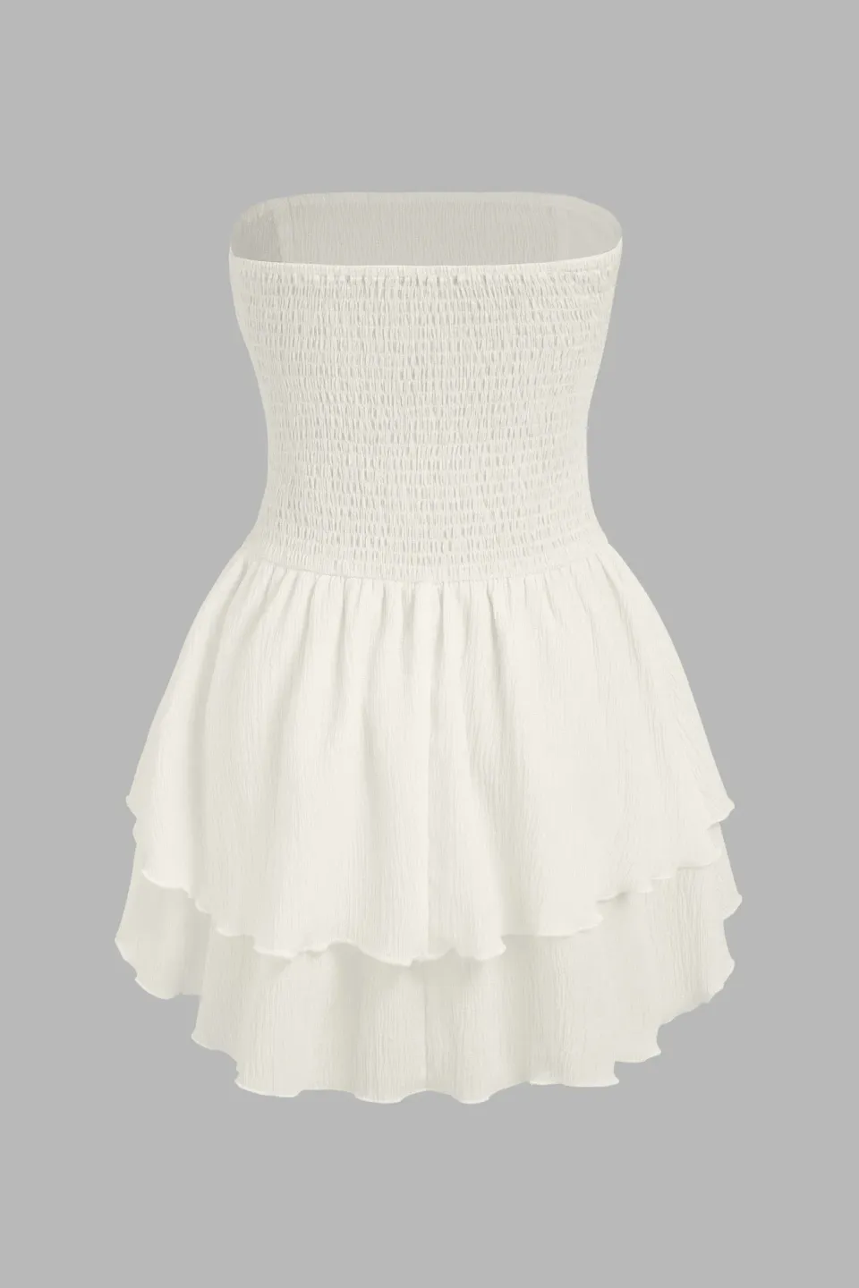 Strapless Textured Ruffle Mini Dress