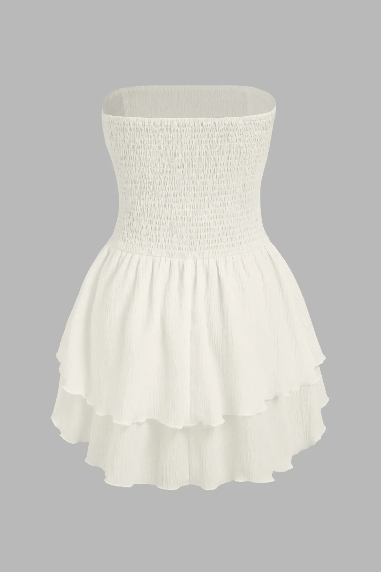 Strapless Textured Ruffle Mini Dress