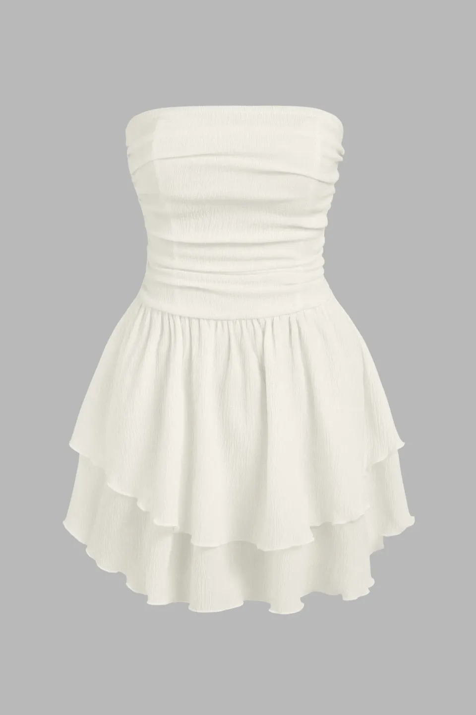 Strapless Textured Ruffle Mini Dress